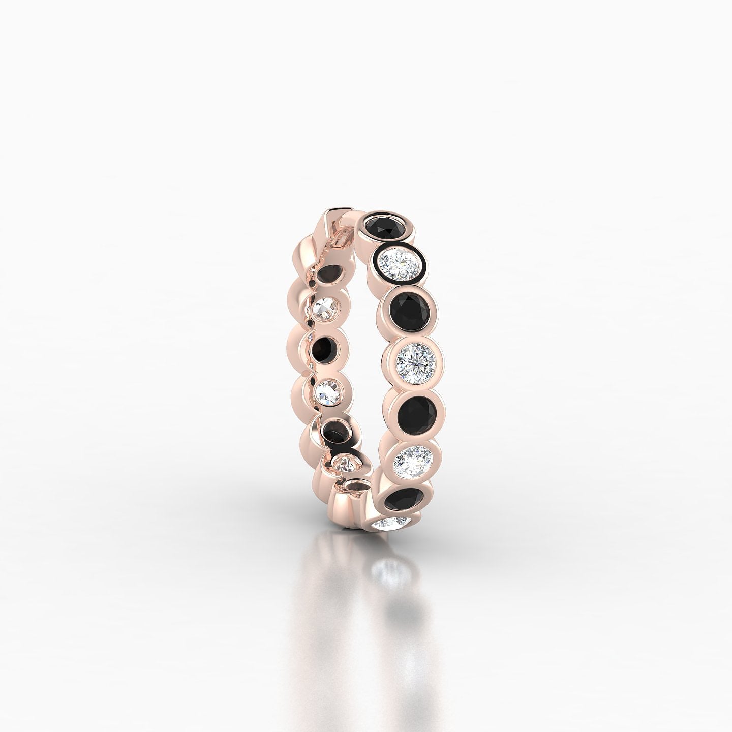 Neith | 18k Rose Gold 9.5 mm Black Diamond & Diamond Hoop Piercing