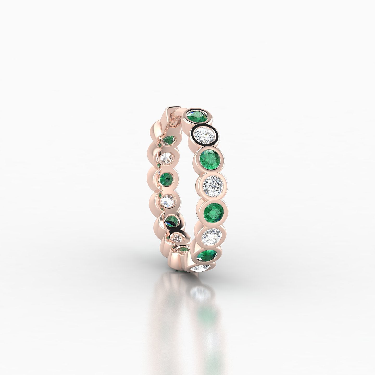 Neith | 18k Rose Gold 9.5 mm Emerald & Diamond Hoop Piercing