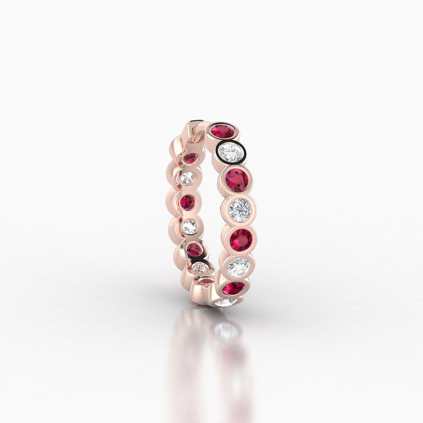 Neith | 18k Rose Gold 9.5 mm Ruby & Diamond Hoop Piercing