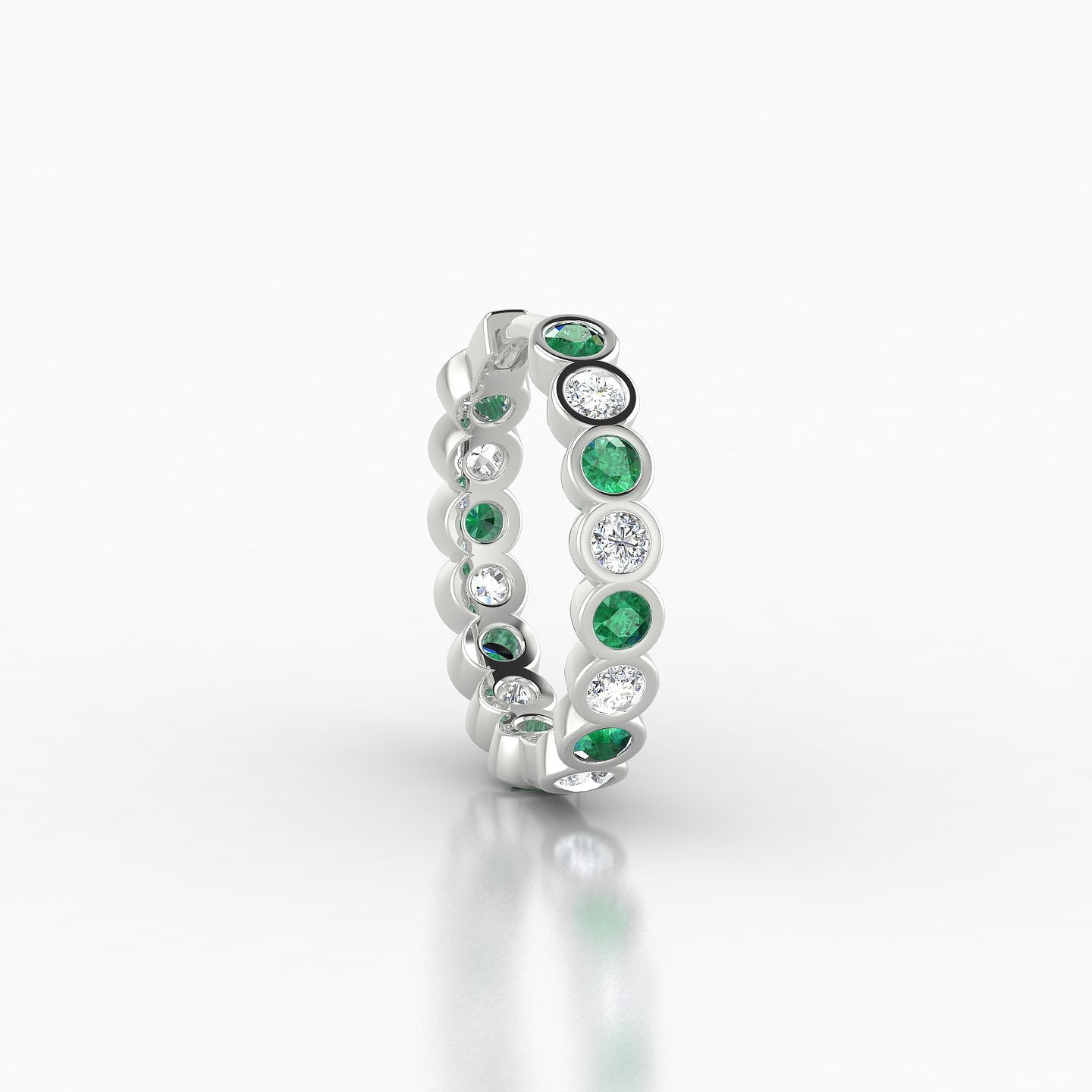 Neith | 18k White Gold 9.5 mm Emerald & Diamond Hoop Piercing