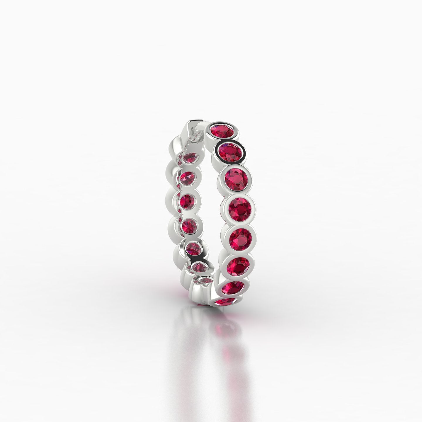 Neith | 18k White Gold 9.5 mm Ruby Hoop Piercing