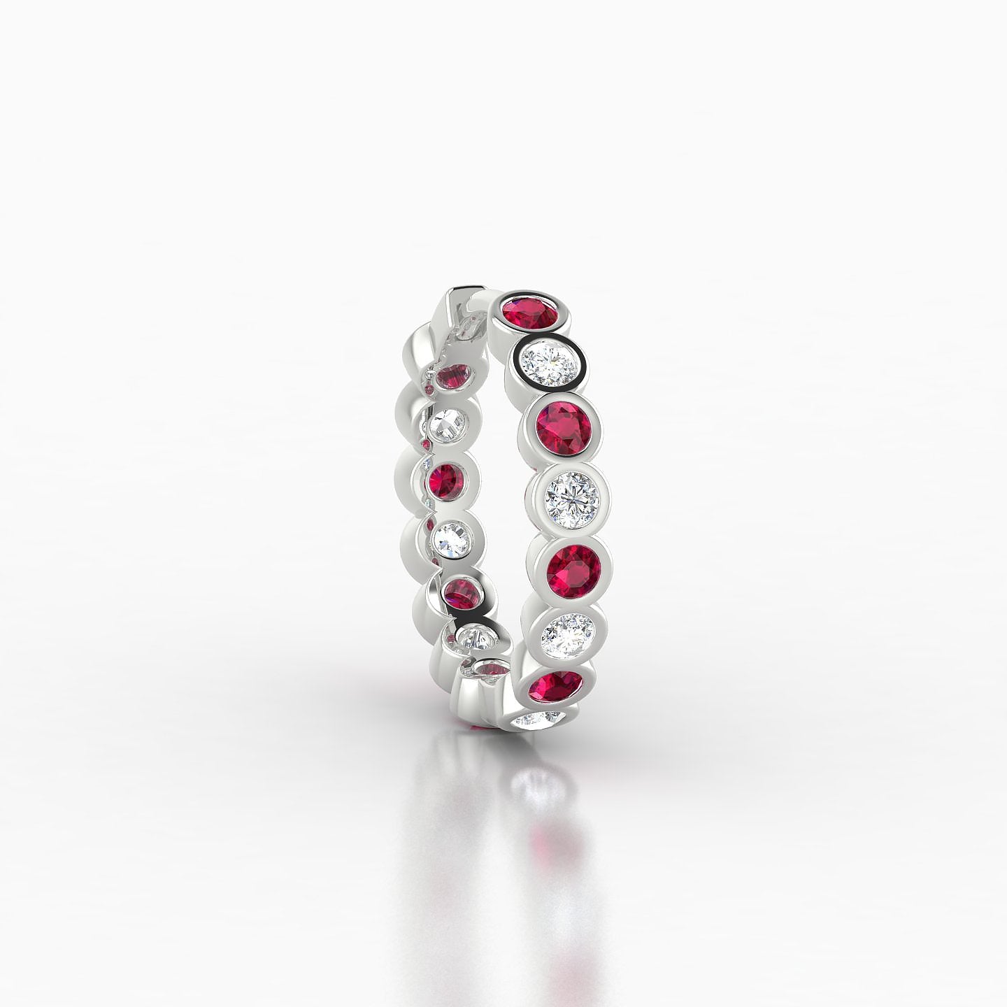 Neith | 18k White Gold 9.5 mm Ruby & Diamond Hoop Piercing