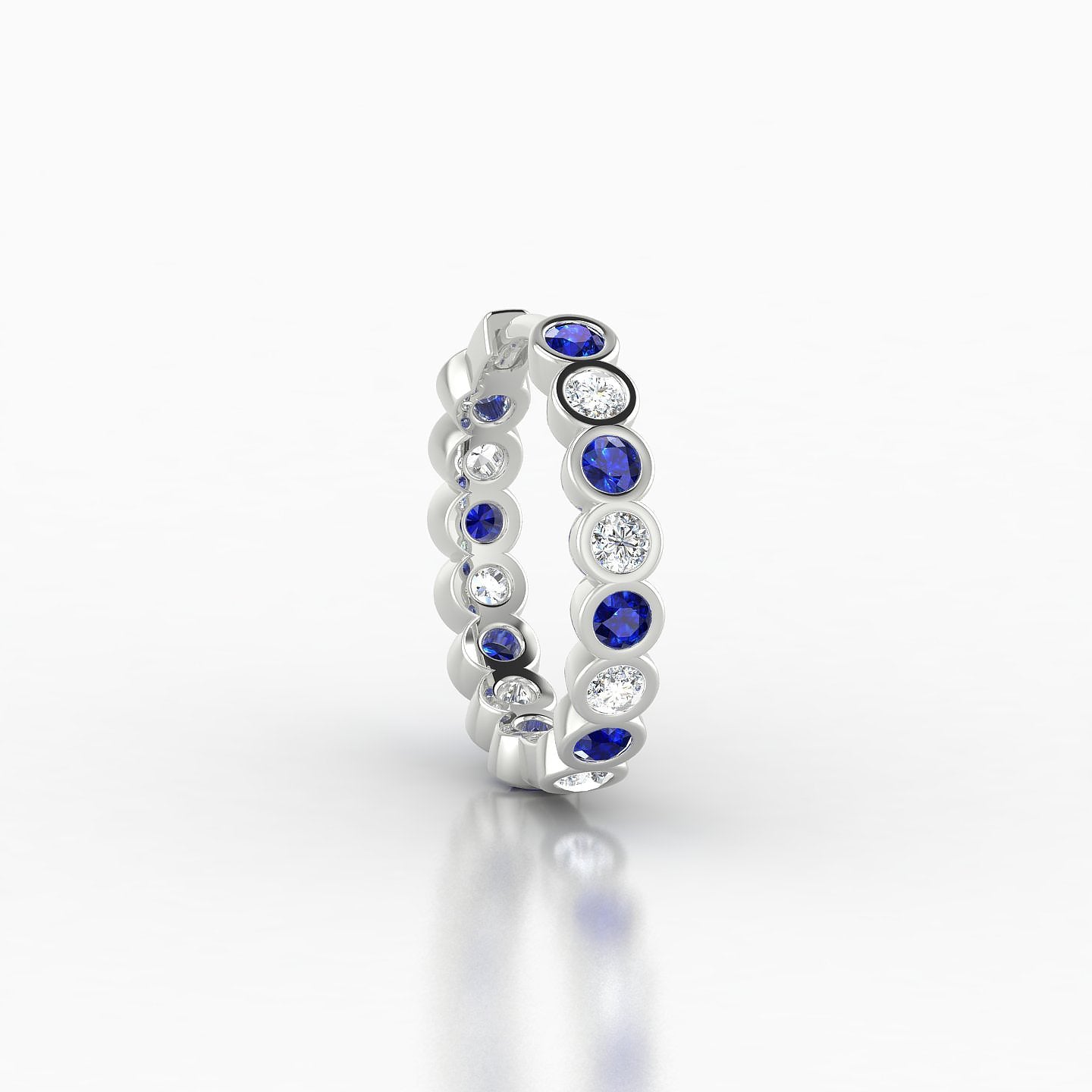 Neith | 18k White Gold 9.5 mm Sapphire & Diamond Hoop Piercing