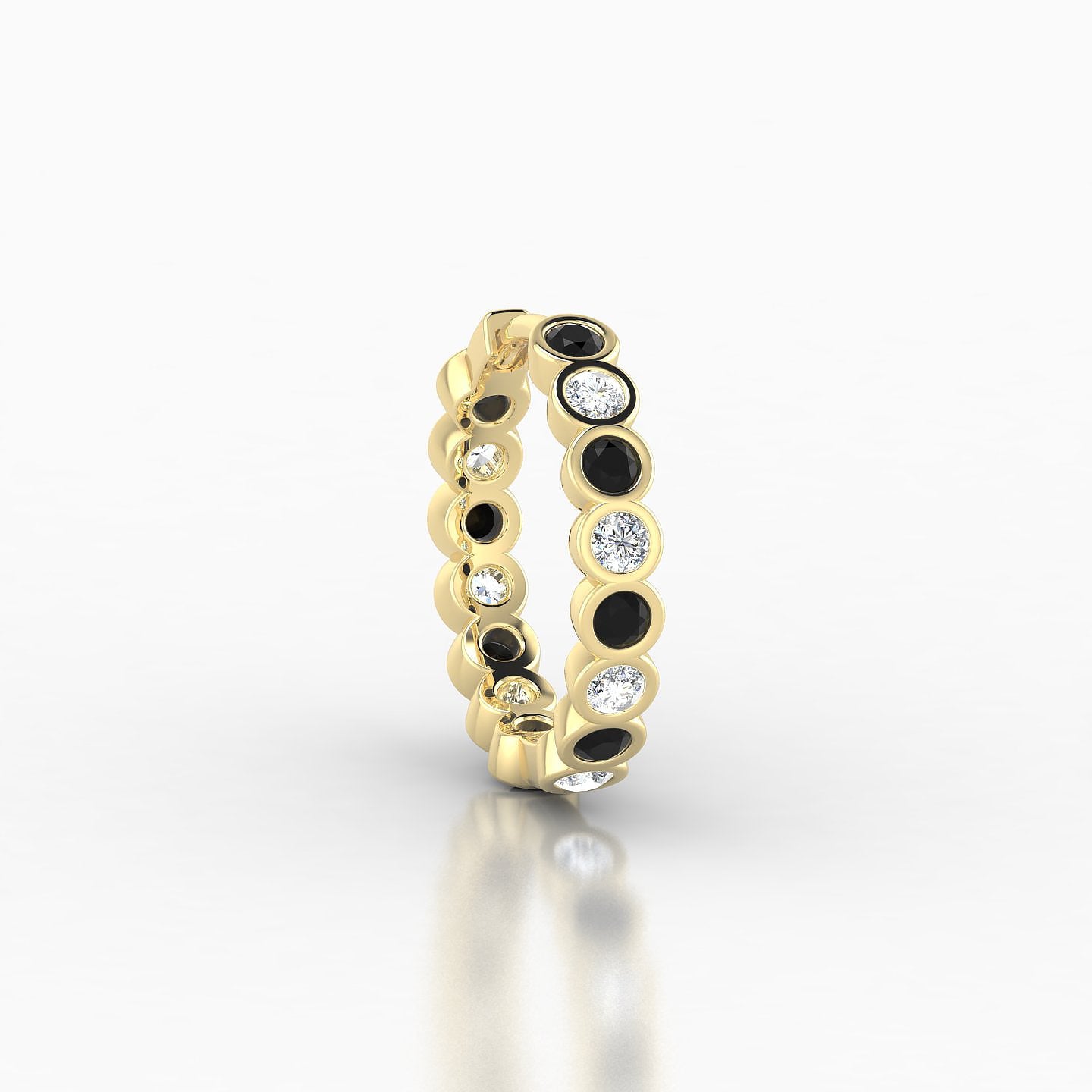 Neith | 18k Yellow Gold 9.5 mm Black Diamond & Diamond Hoop Piercing