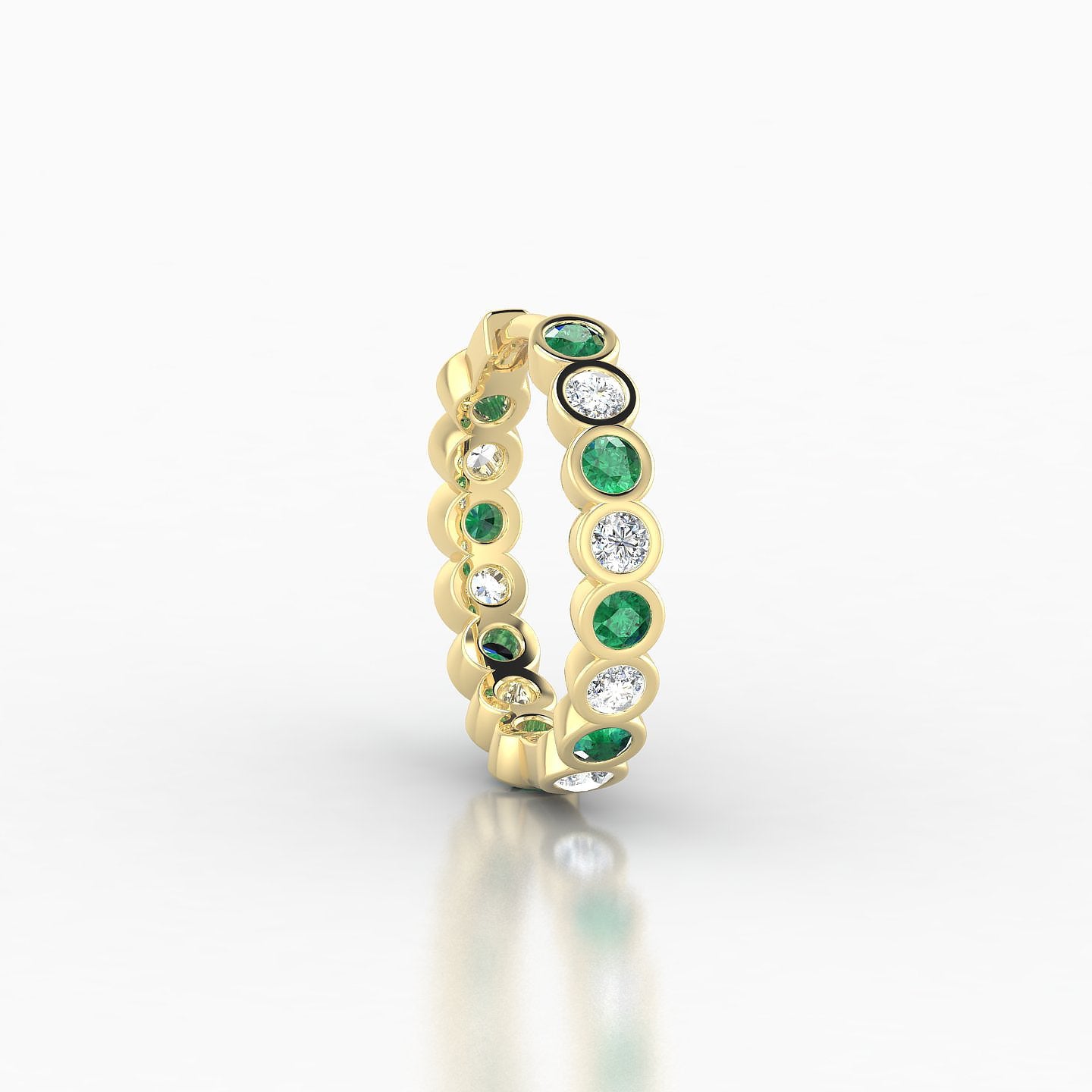 Neith | 18k Yellow Gold 9.5 mm Emerald & Diamond Hoop Piercing