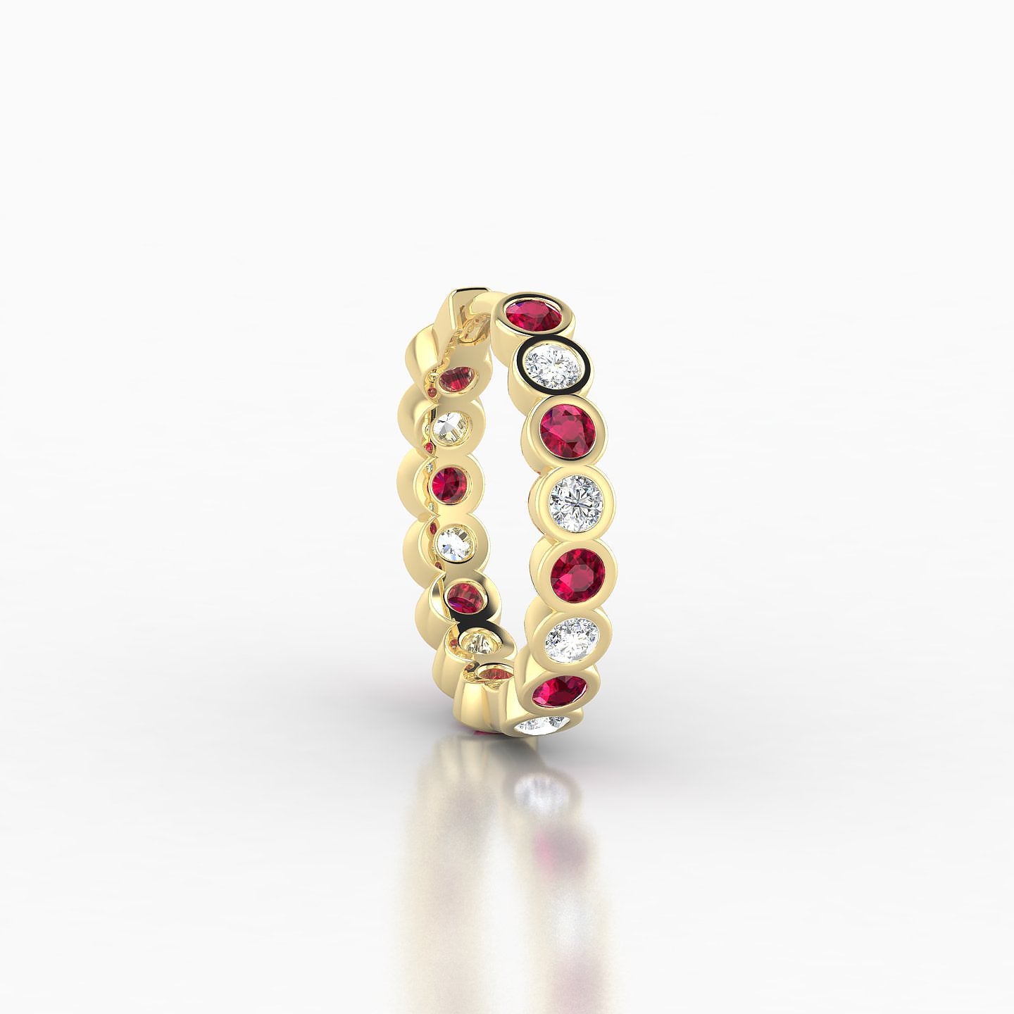 Neith | 18k Yellow Gold 9.5 mm Ruby & Diamond Hoop Piercing