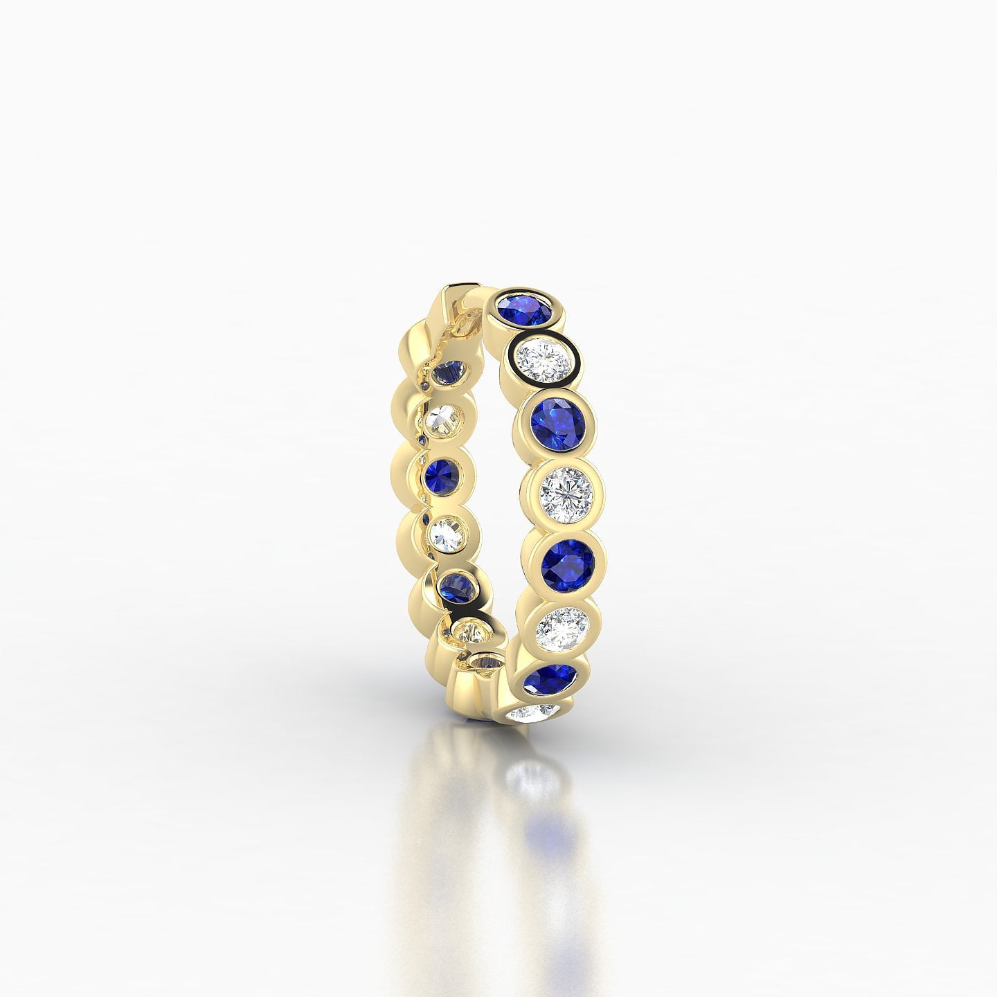 Neith | 18k Yellow Gold 9.5 mm Sapphire & Diamond Hoop Piercing