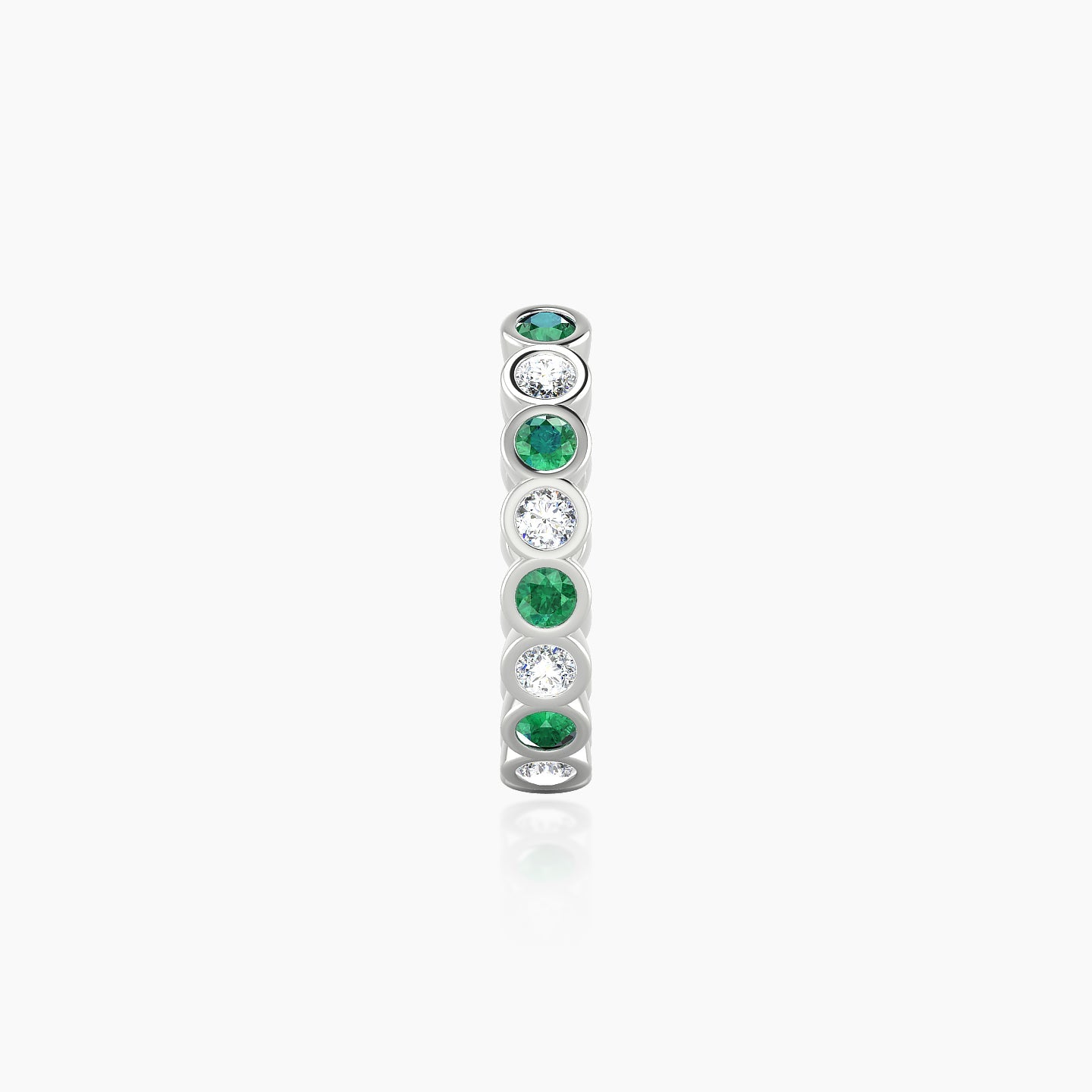 Neith | 18k White Gold 9.5 mm Emerald & Diamond Hoop Piercing