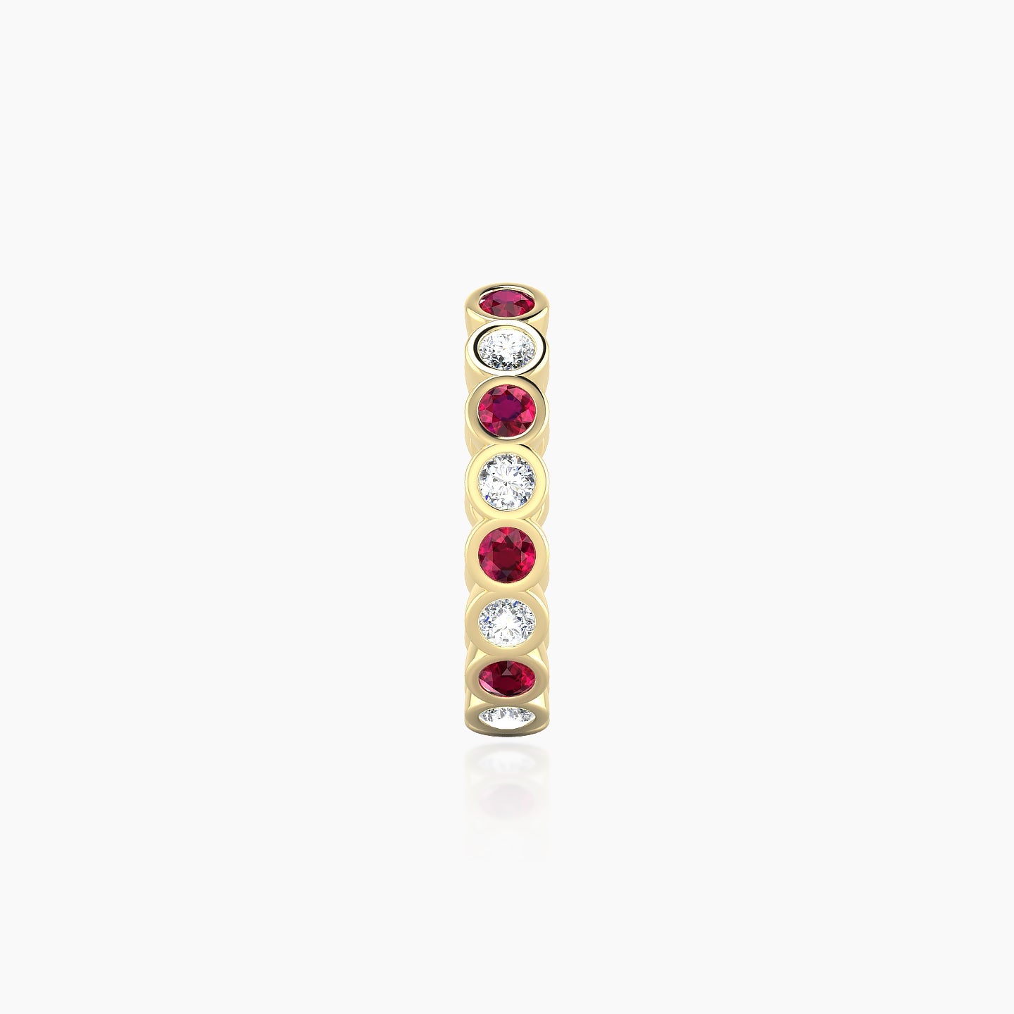 Neith | 18k Yellow Gold 9.5 mm Ruby & Diamond Hoop Piercing