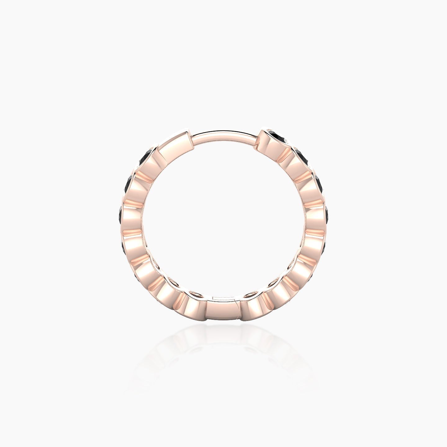 Neith | 18k Rose Gold 9.5 mm Black Diamond Hoop Piercing