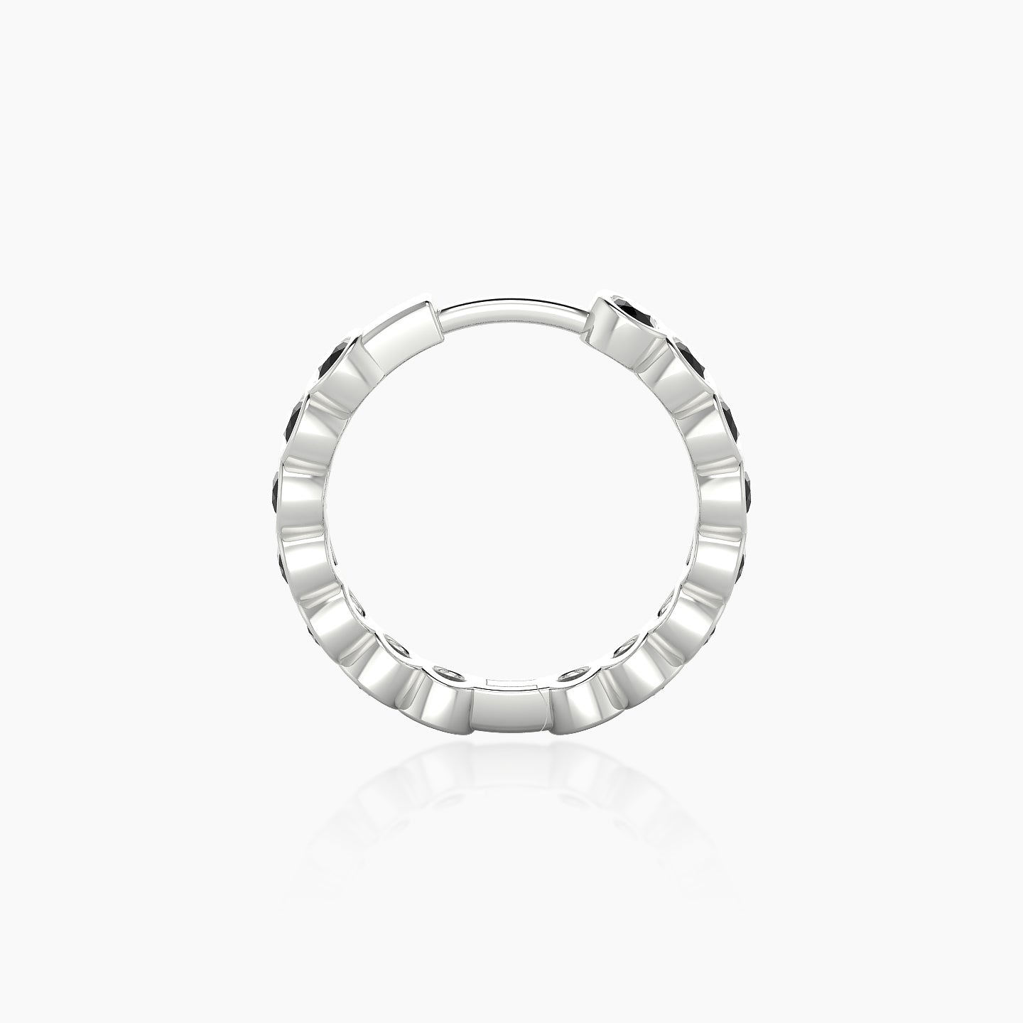 Neith | 18k White Gold 9.5 mm Black Diamond Hoop Piercing