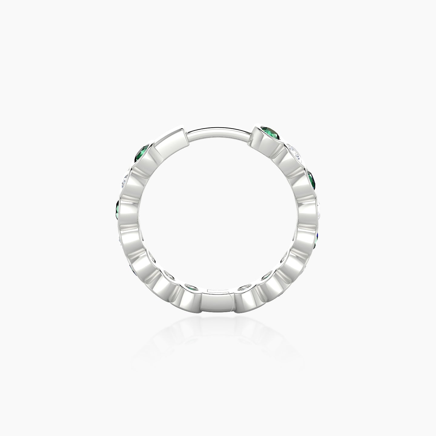 Neith | 18k White Gold 9.5 mm Emerald & Diamond Hoop Piercing