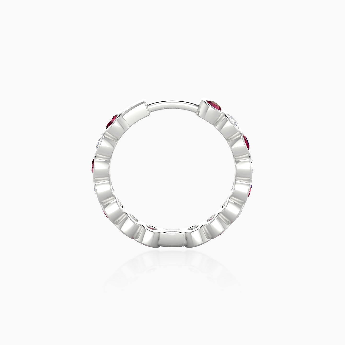 Neith | 18k White Gold 9.5 mm Ruby & Diamond Hoop Piercing