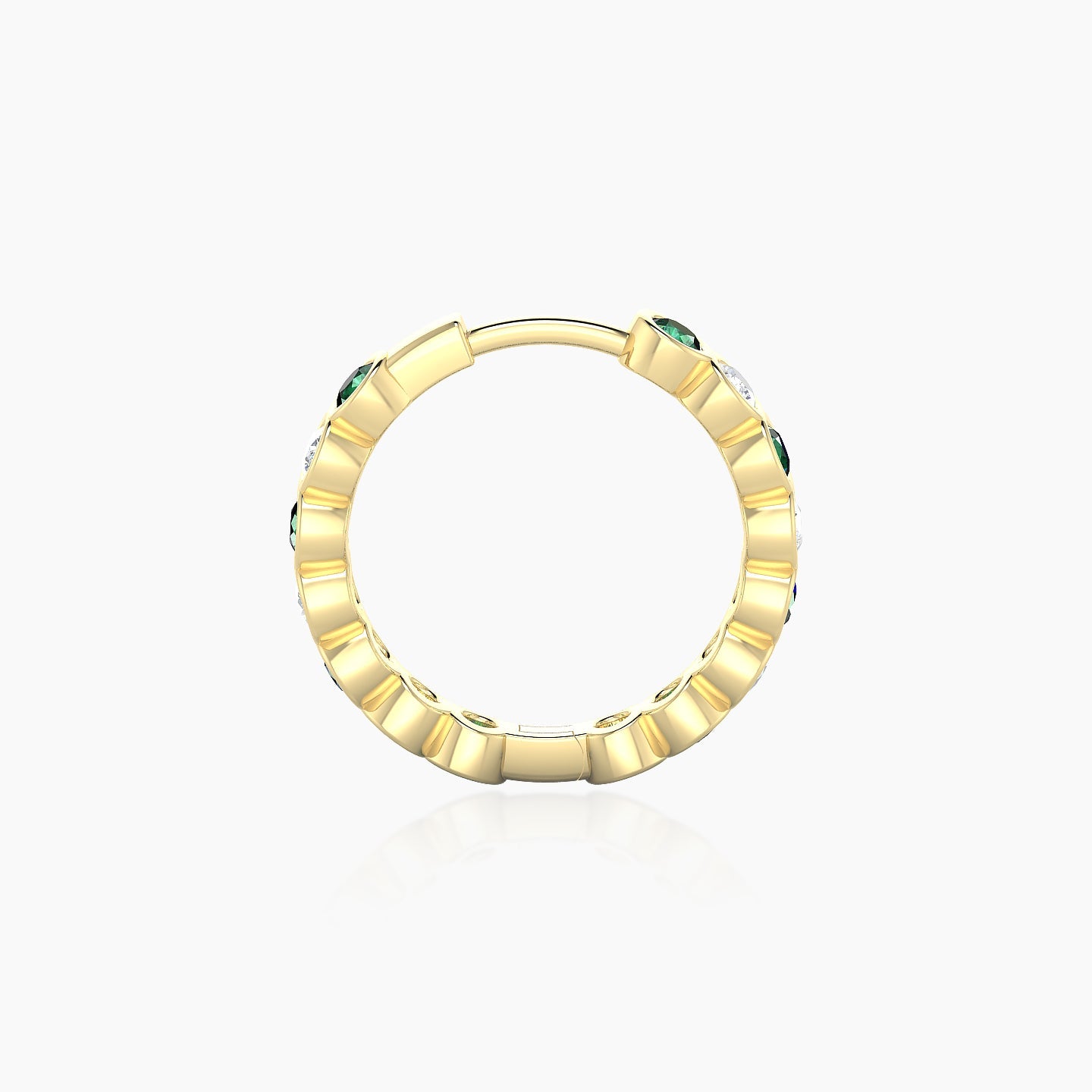 Neith | 18k Yellow Gold 9.5 mm Emerald & Diamond Hoop Piercing