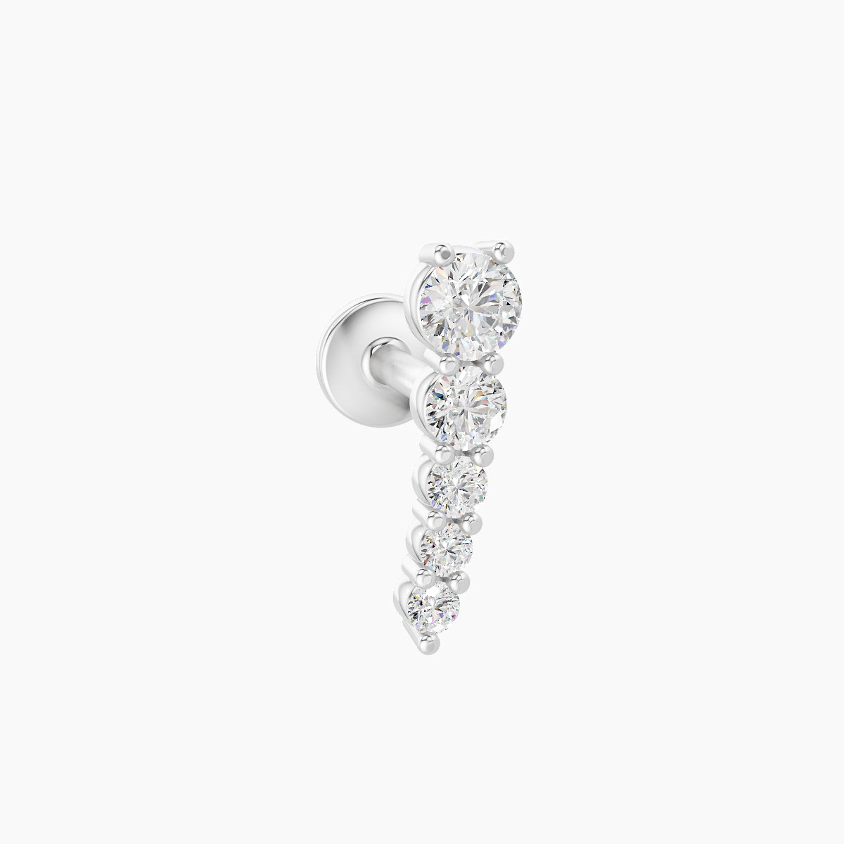 Nerthus | 18k White Gold 10 mm 5 mm Long Diamond Left Piercing