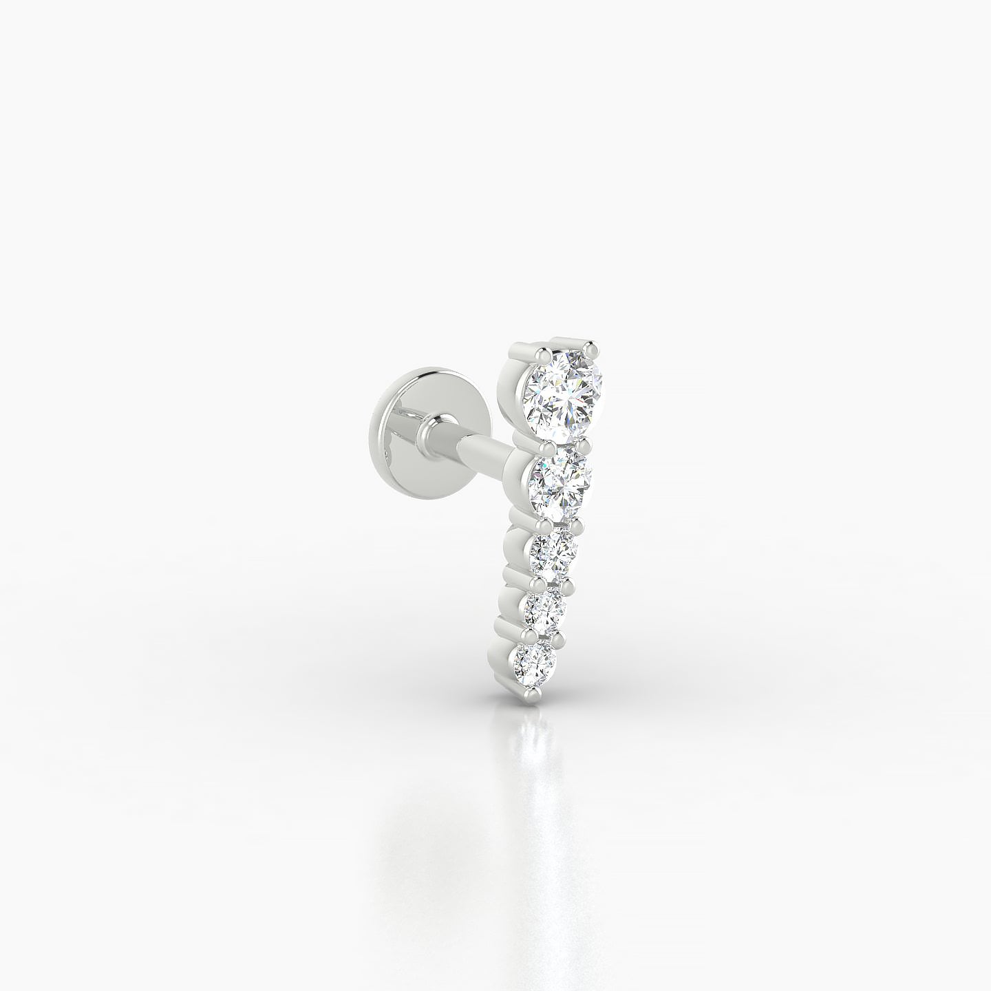 Nerthus | 18k White Gold 10 mm 5 mm Long Diamond Left Piercing