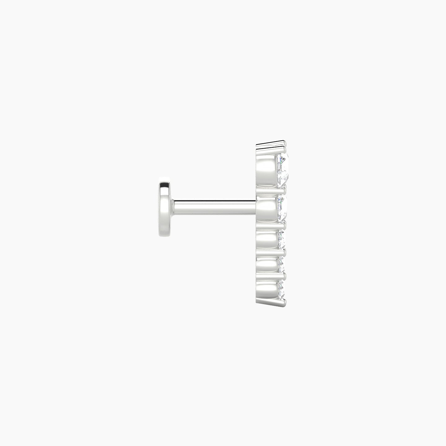 Nerthus | 18k White Gold 10 mm 5 mm Long Diamond Left Piercing