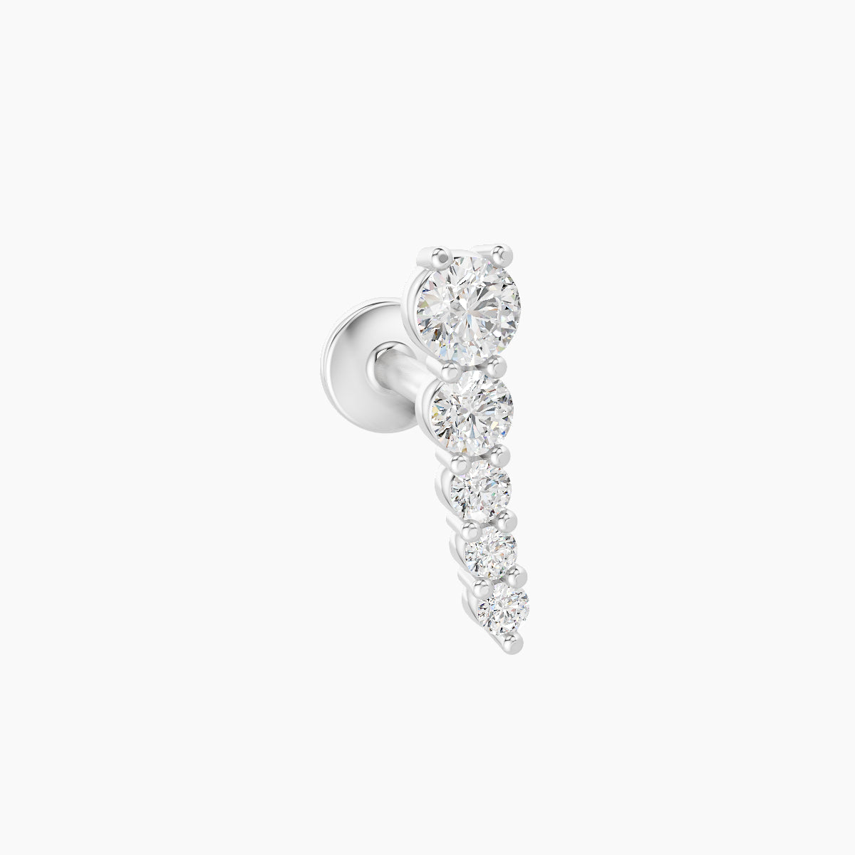 Nerthus | 18k White Gold 10 mm 5 mm Long Diamond Right Piercing