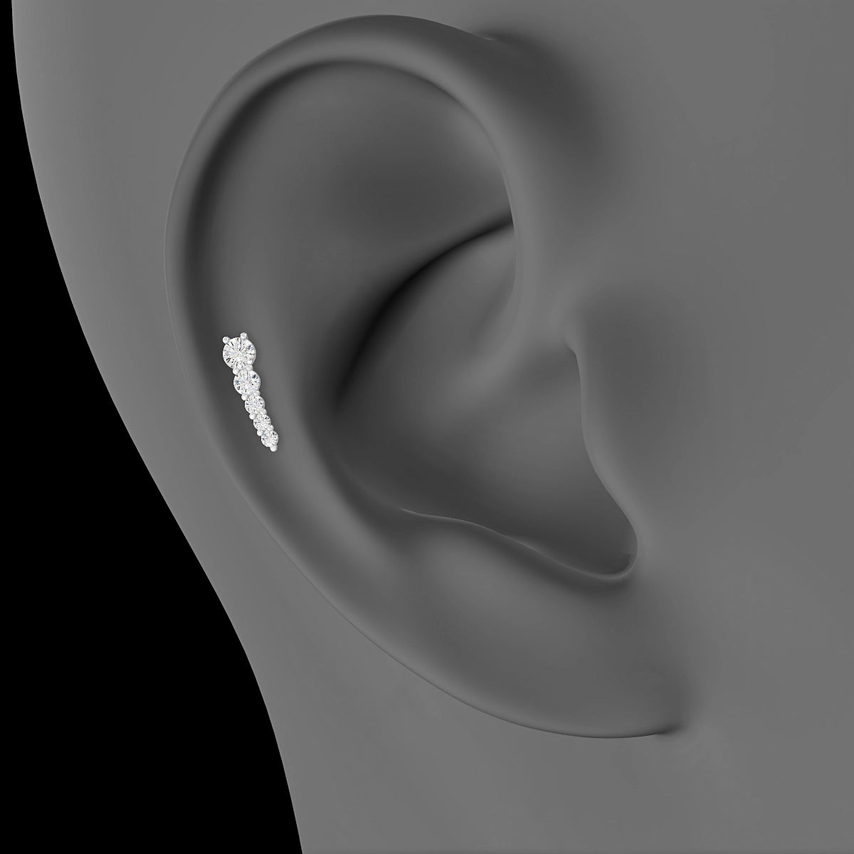 Nerthus | 18k White Gold 10 mm 5 mm Long Diamond Right Piercing