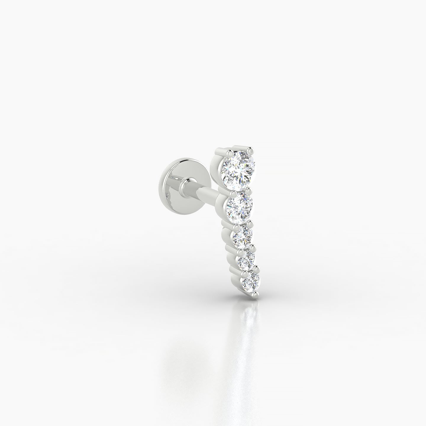 Nerthus | 18k White Gold 10 mm 5 mm Long Diamond Right Piercing