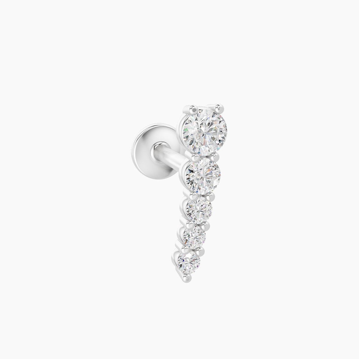 Nerthus | 18k White Gold 10 mm 6.5 mm Long Diamond Left Piercing