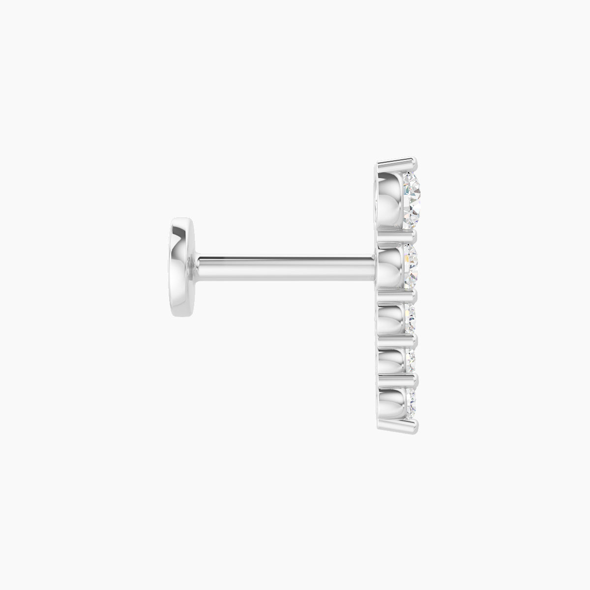 Nerthus | 18k White Gold 10 mm 6.5 mm Long Diamond Left Piercing