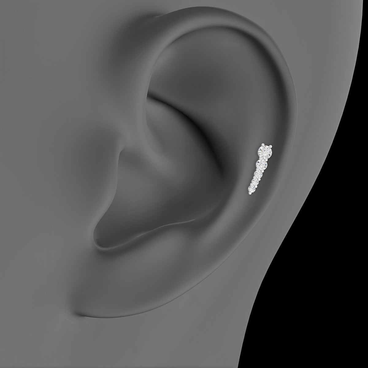 Nerthus | 18k White Gold 10 mm 6.5 mm Long Diamond Left Piercing