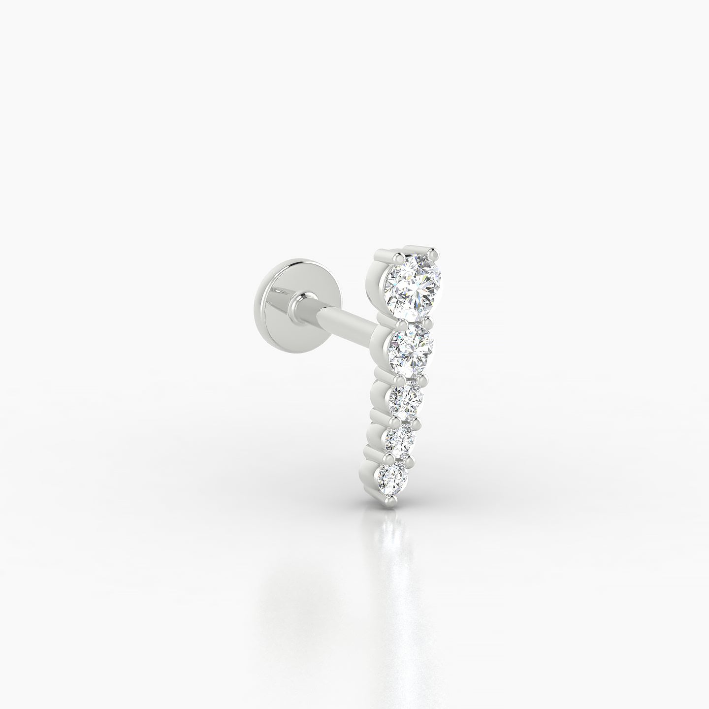 Nerthus | 18k White Gold 10 mm 6.5 mm Long Diamond Left Piercing