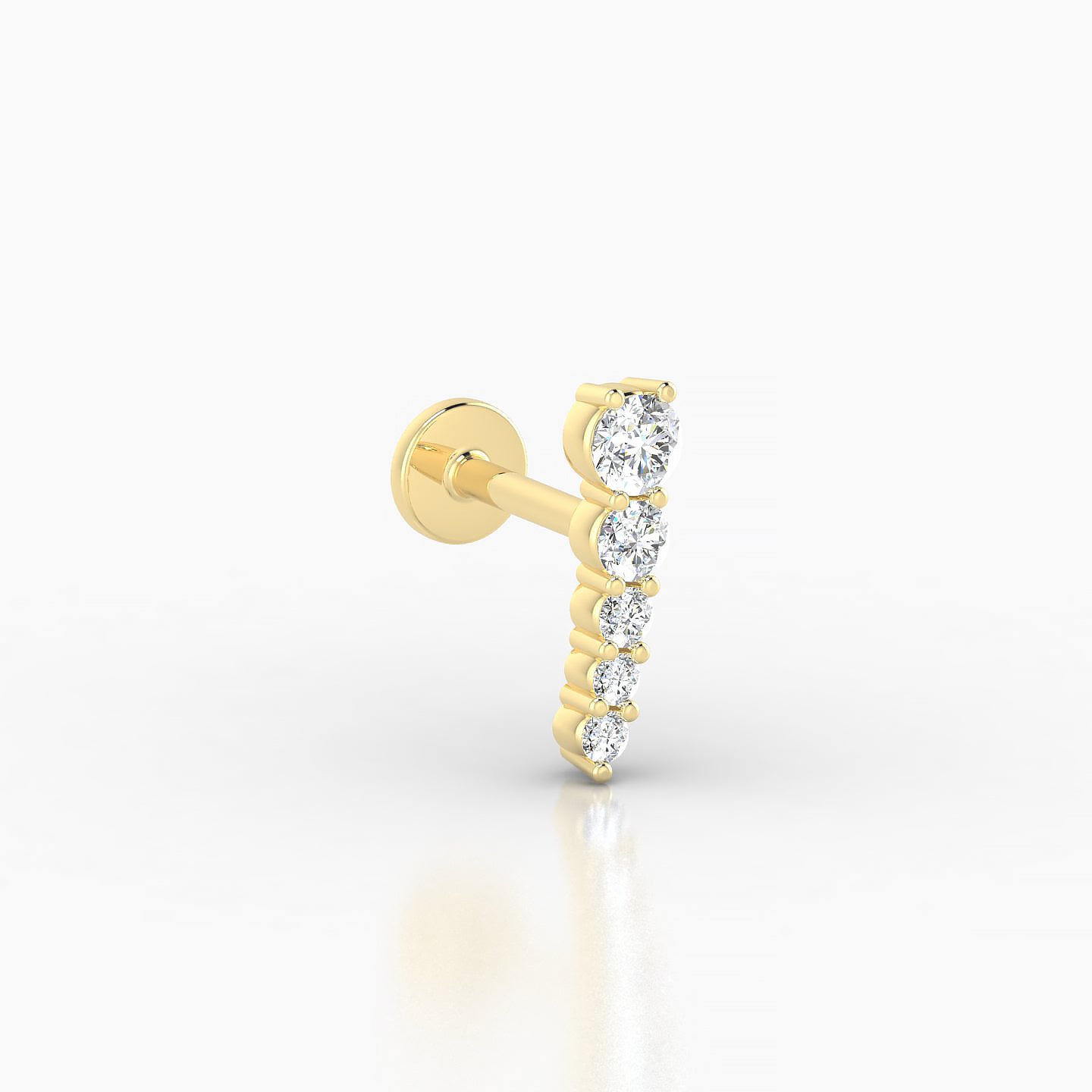 Nerthus | 18k Yellow Gold 10 mm 6.5 mm Long Diamond Left Piercing