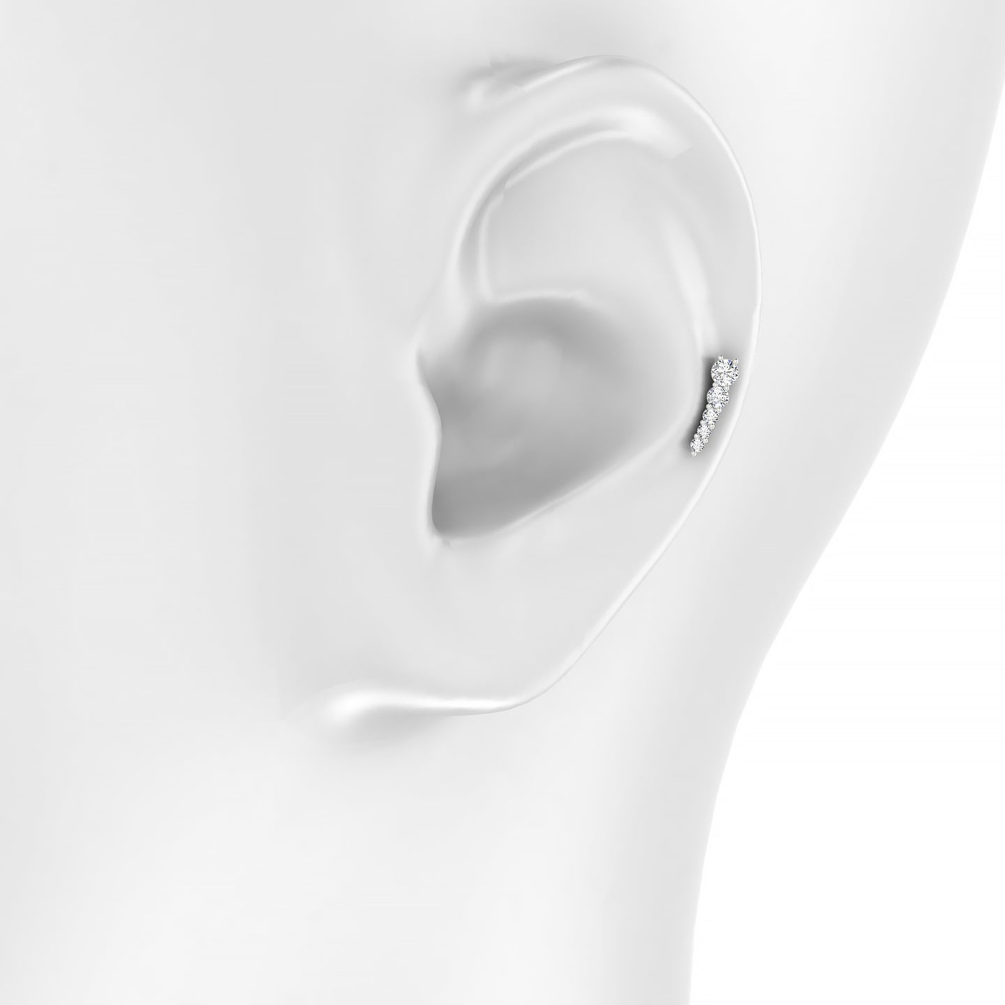 Nerthus | 18k White Gold 10 mm 6.5 mm Long Diamond Left Piercing