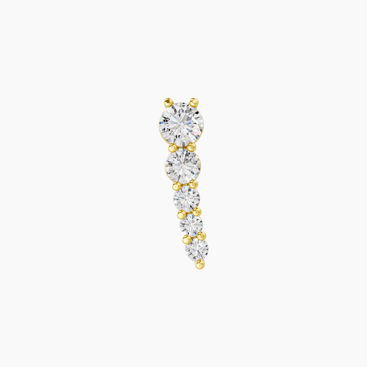 Nerthus | 18k Yellow Gold 10 mm 6.5 mm Long Diamond Right Piercing