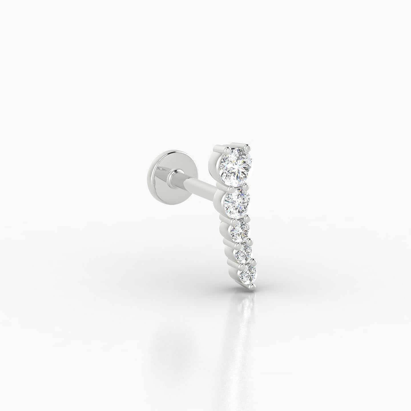 Nerthus | 18k White Gold 10 mm 6.5 mm Long Diamond Right Piercing