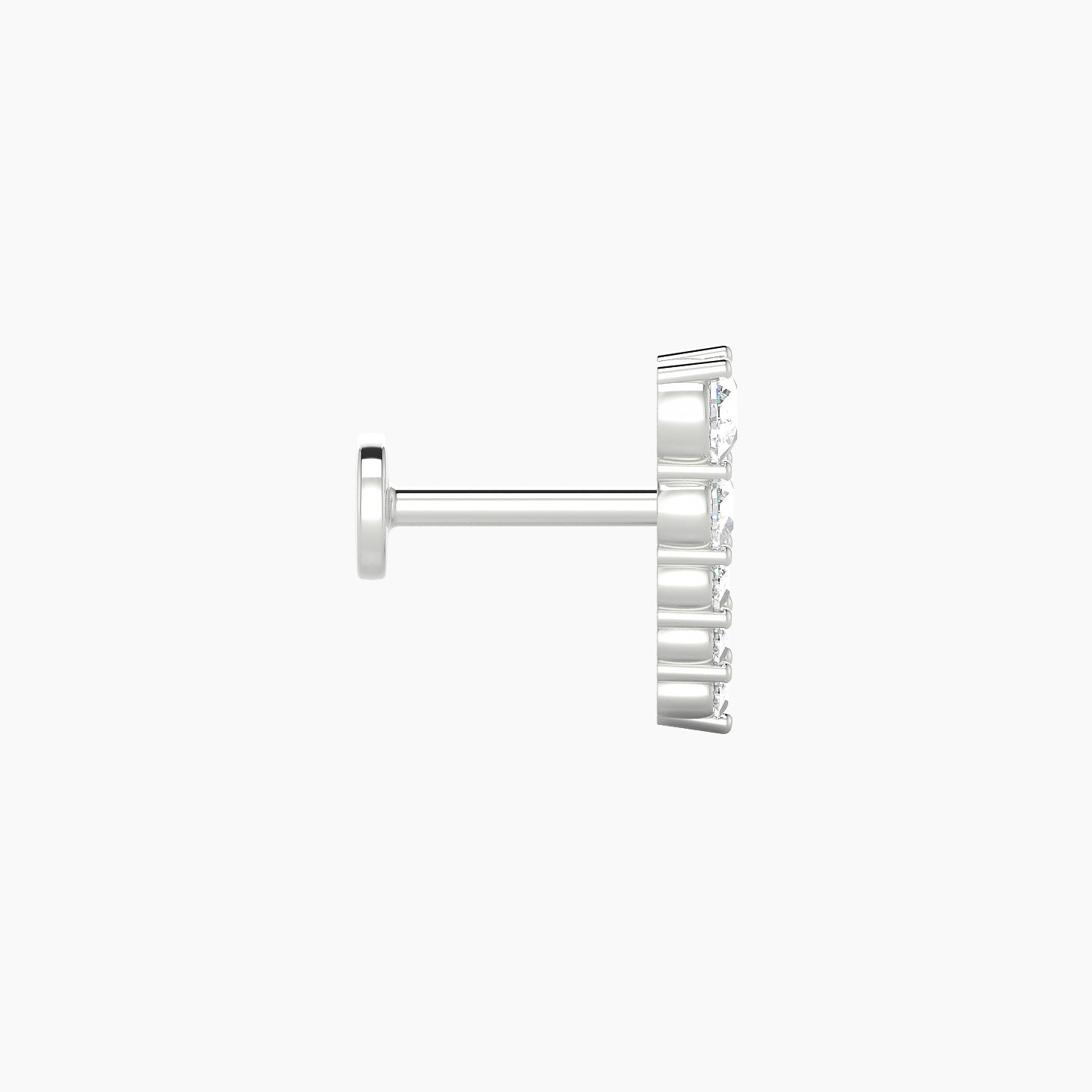 Nerthus | 18k White Gold 10 mm 6.5 mm Long Diamond Right Piercing