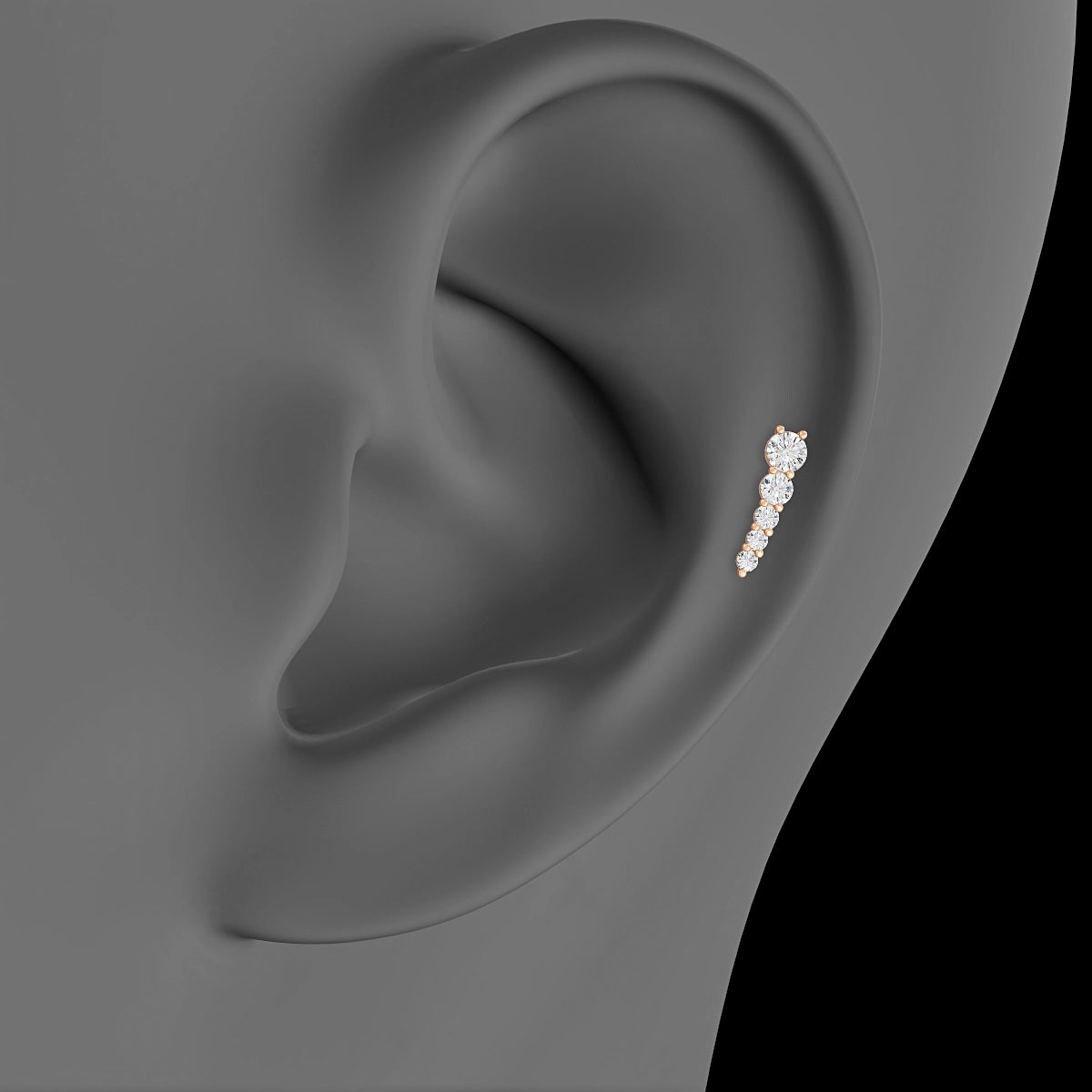 Nerthus | 18k Rose Gold 10 mm 8 mm Long Diamond Left Piercing