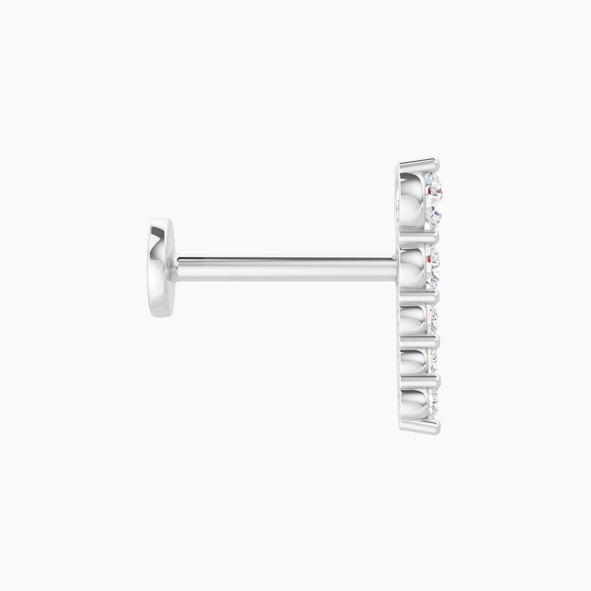 Nerthus | 18k White Gold 10 mm 8 mm Long Diamond Left Piercing