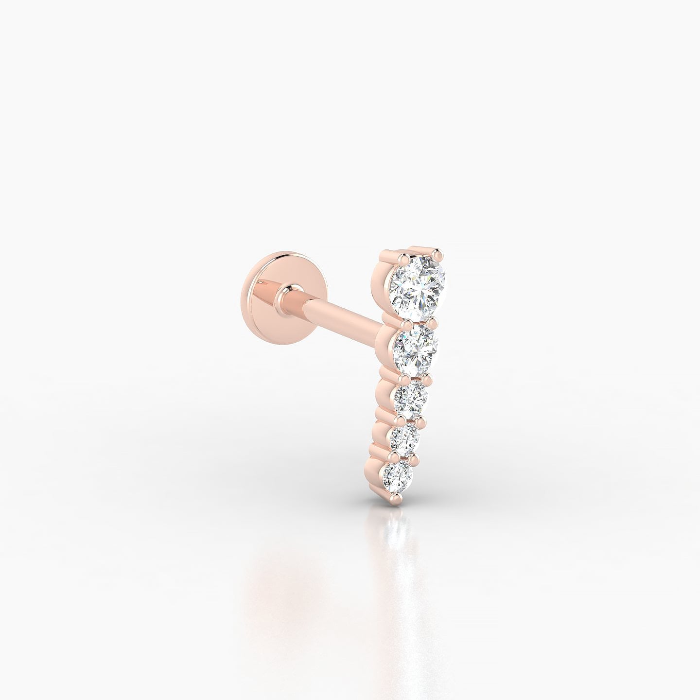 Nerthus | 18k Rose Gold 10 mm 8 mm Long Diamond Left Piercing