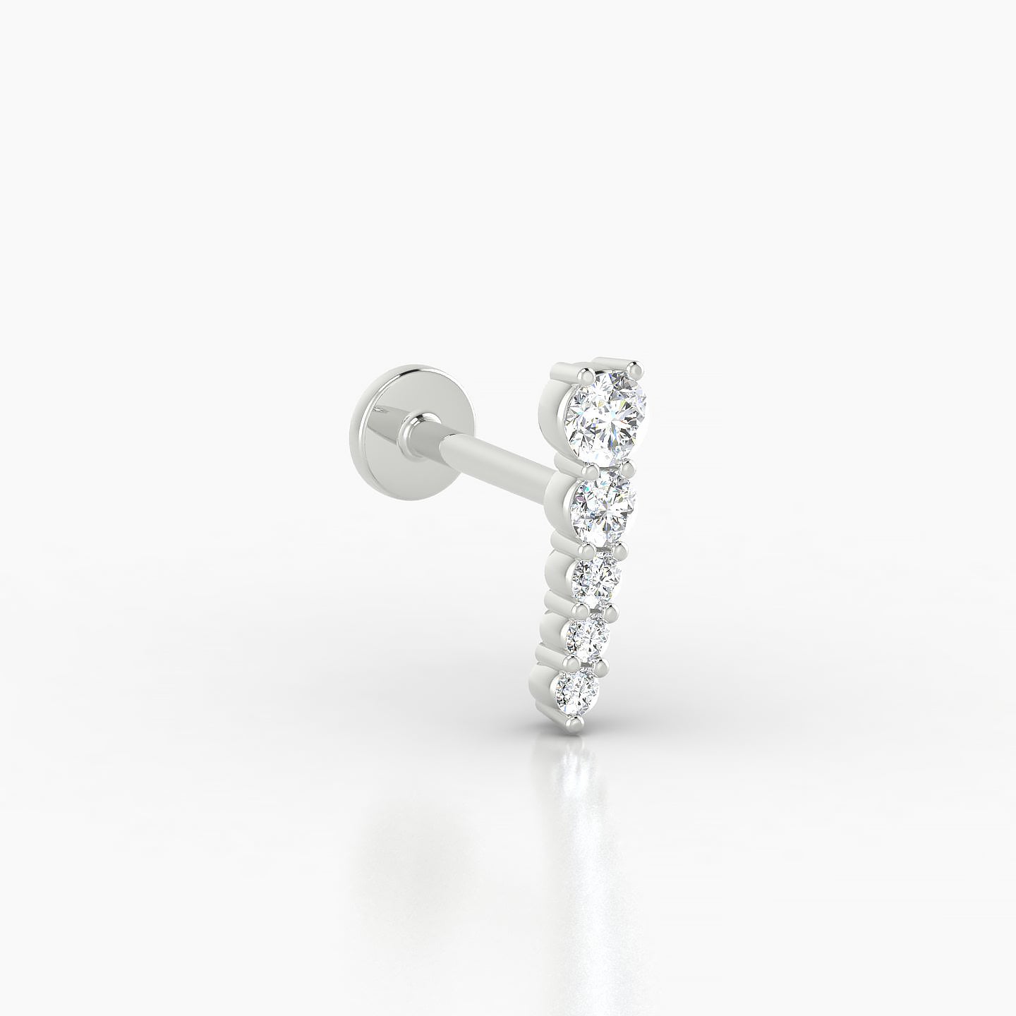 Nerthus | 18k White Gold 10 mm 8 mm Long Diamond Left Piercing