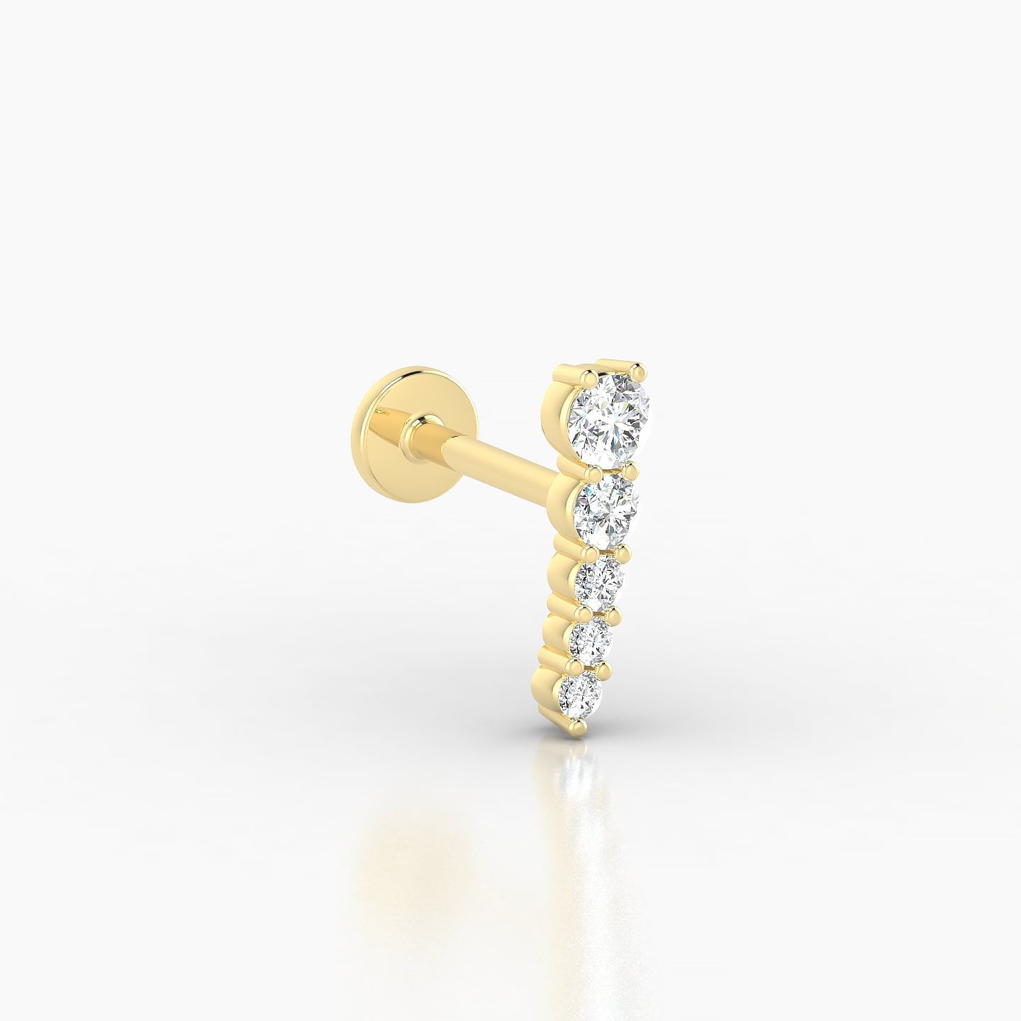 Nerthus | 18k Yellow Gold 10 mm 8 mm Long Diamond Left Piercing