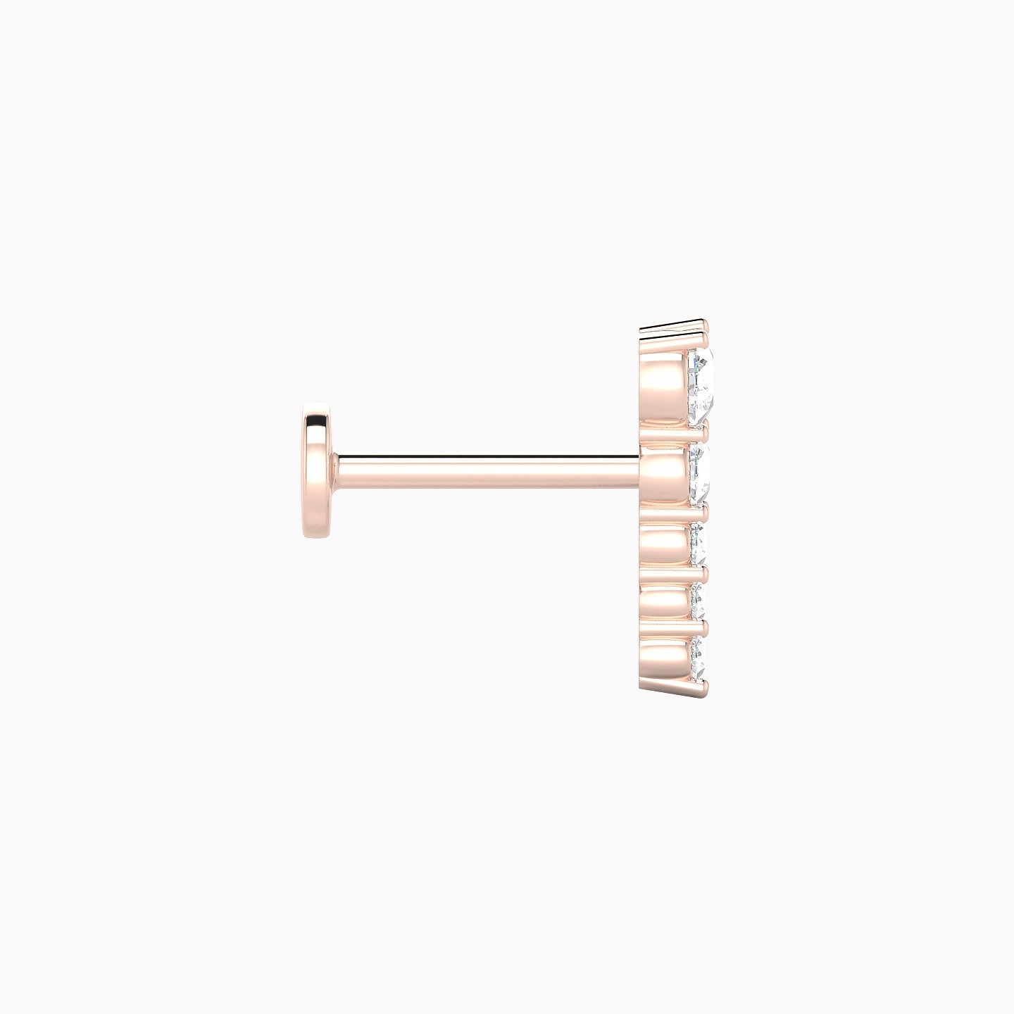 Nerthus | 18k Rose Gold 10 mm 8 mm Long Diamond Left Piercing