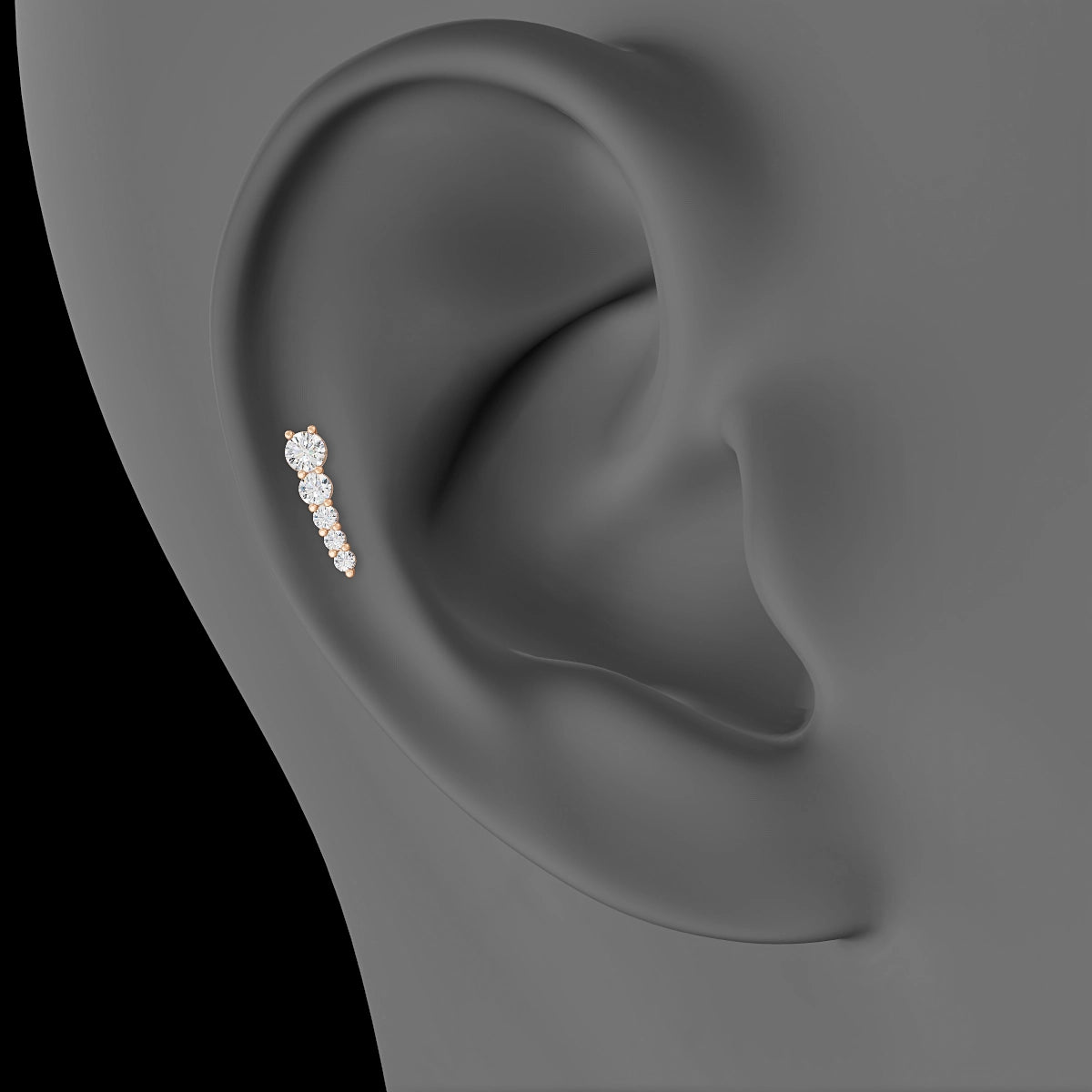 Nerthus | 18k Rose Gold 10 mm 8 mm Long Diamond Right Piercing