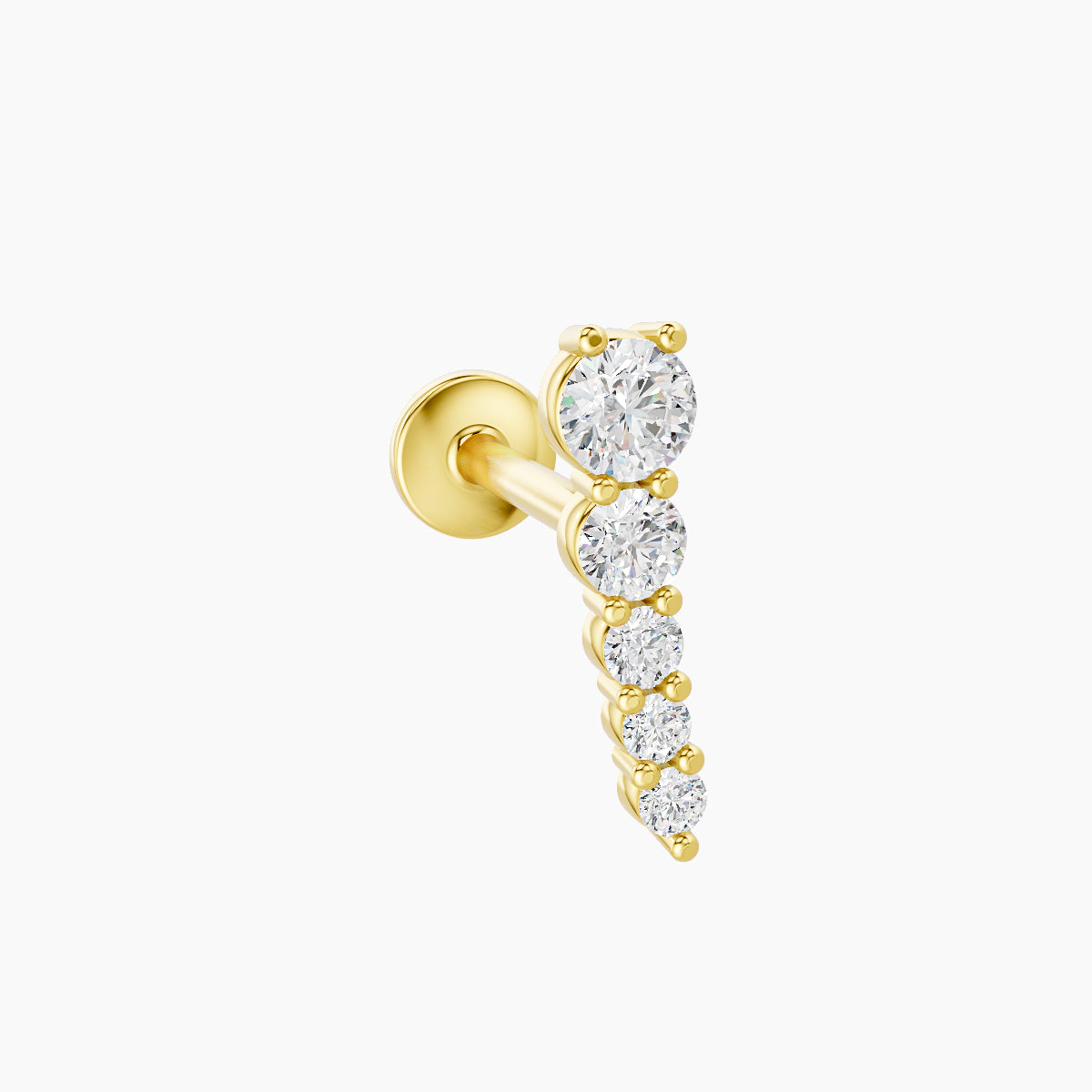 Nerthus | 18k Yellow Gold 10 mm 8 mm Long Diamond Right Piercing