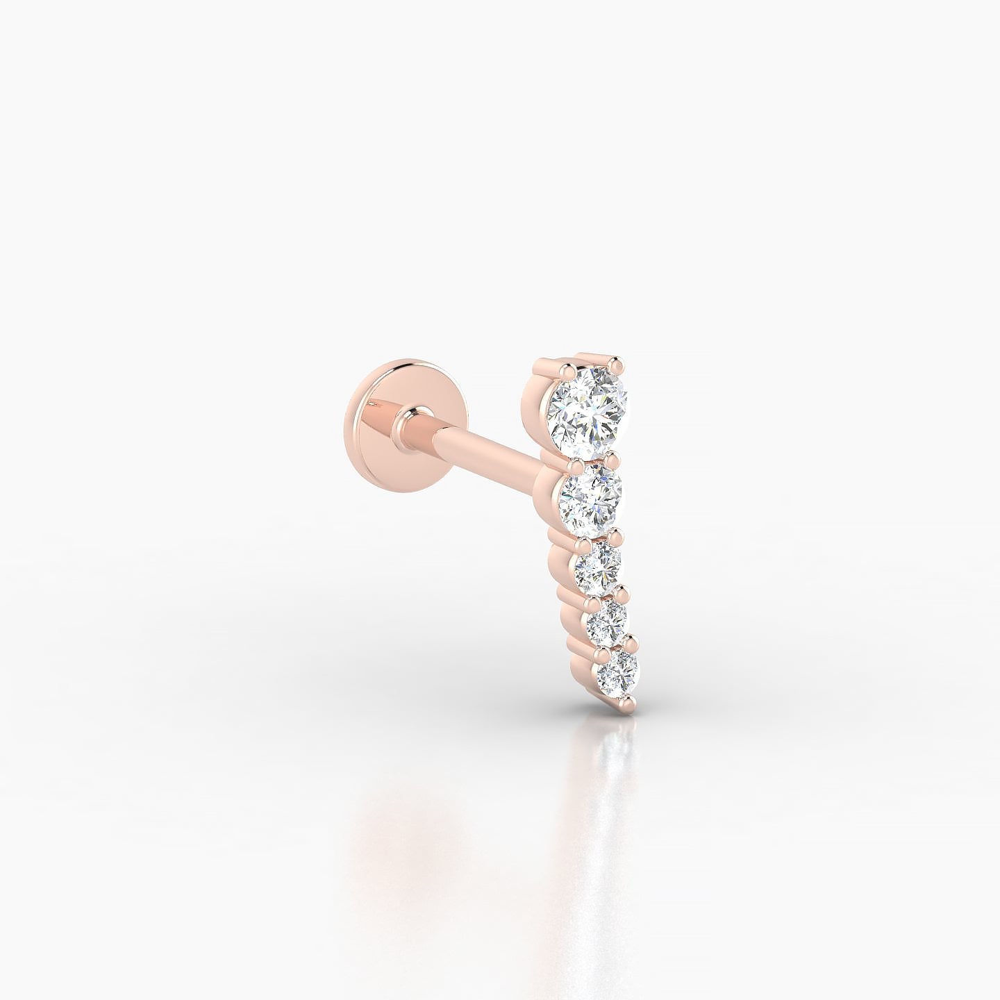 Nerthus | 18k Rose Gold 10 mm 8 mm Long Diamond Right Piercing