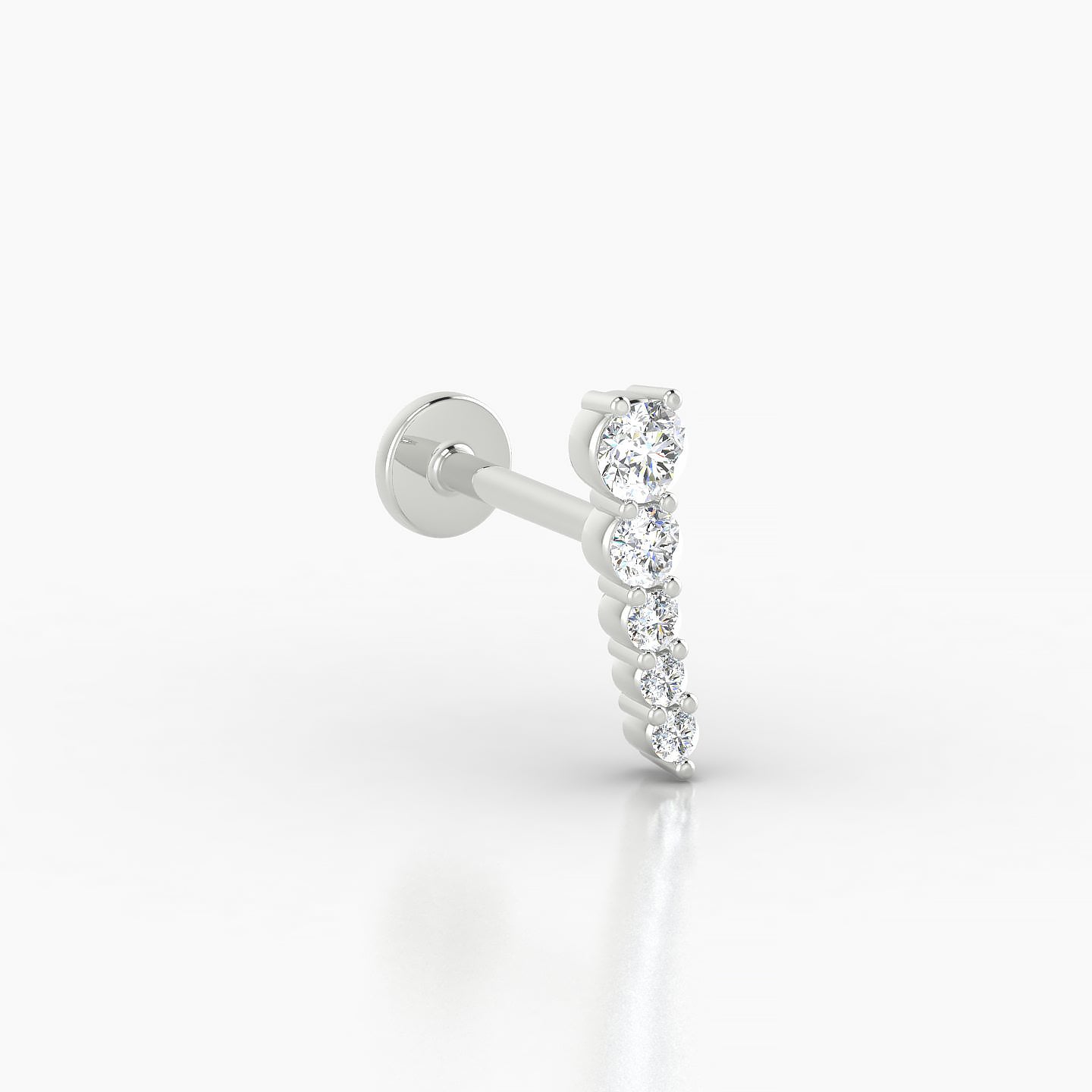 Nerthus | 18k White Gold 10 mm 8 mm Long Diamond Right Piercing