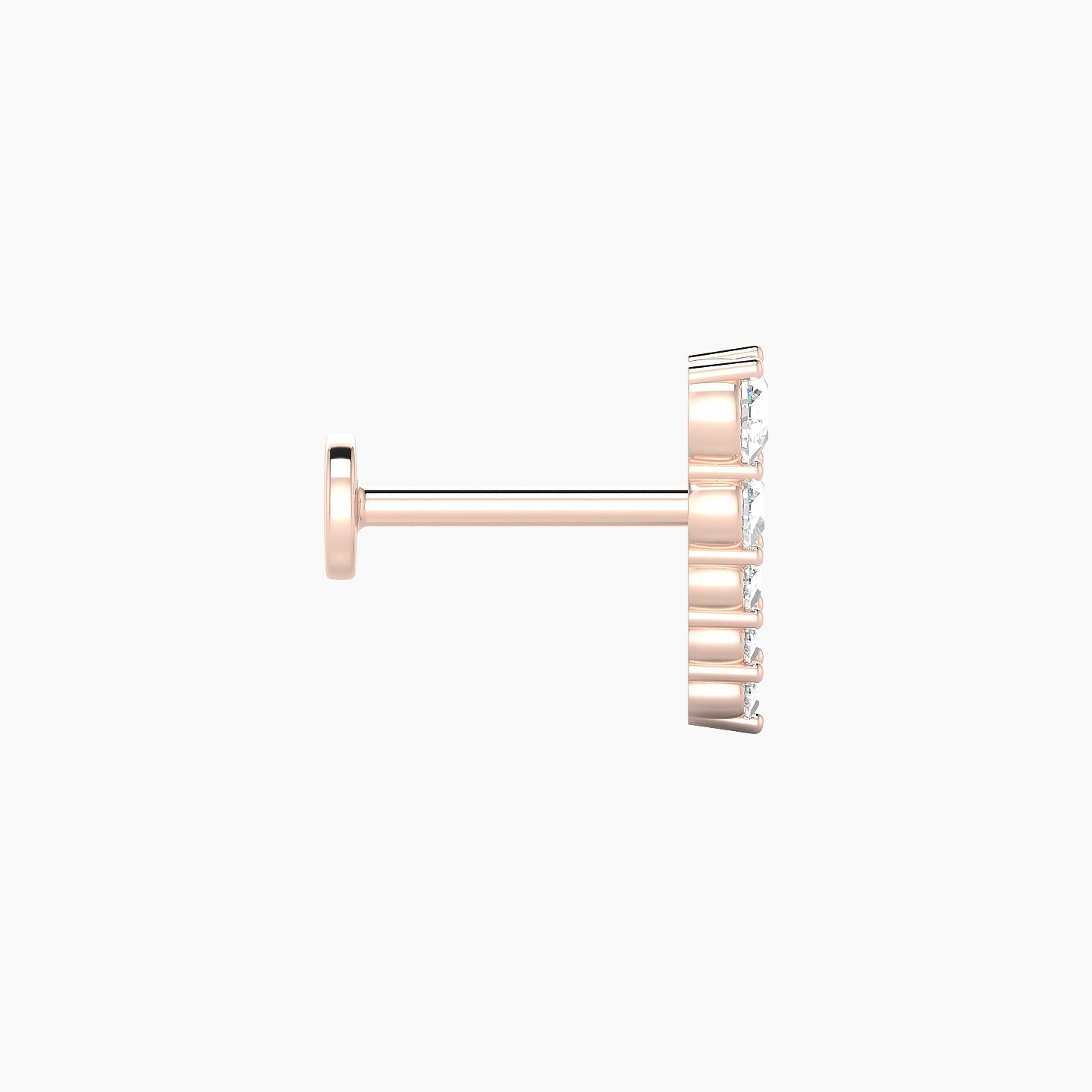 Nerthus | 18k Rose Gold 10 mm 8 mm Long Diamond Right Piercing