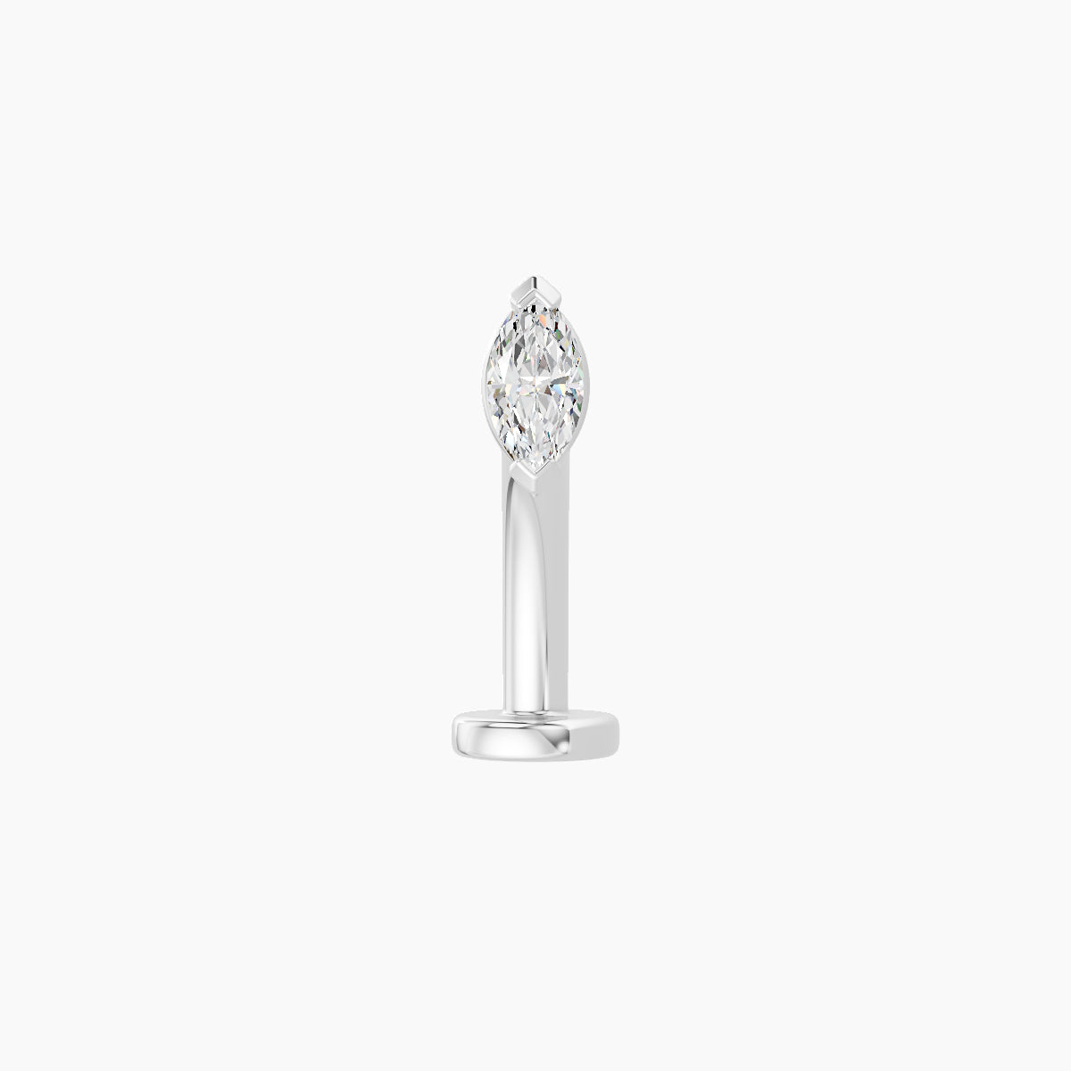 Nut | 18k White Gold 5 mm 10 mm Marquise Diamond Floating Navel Piercing