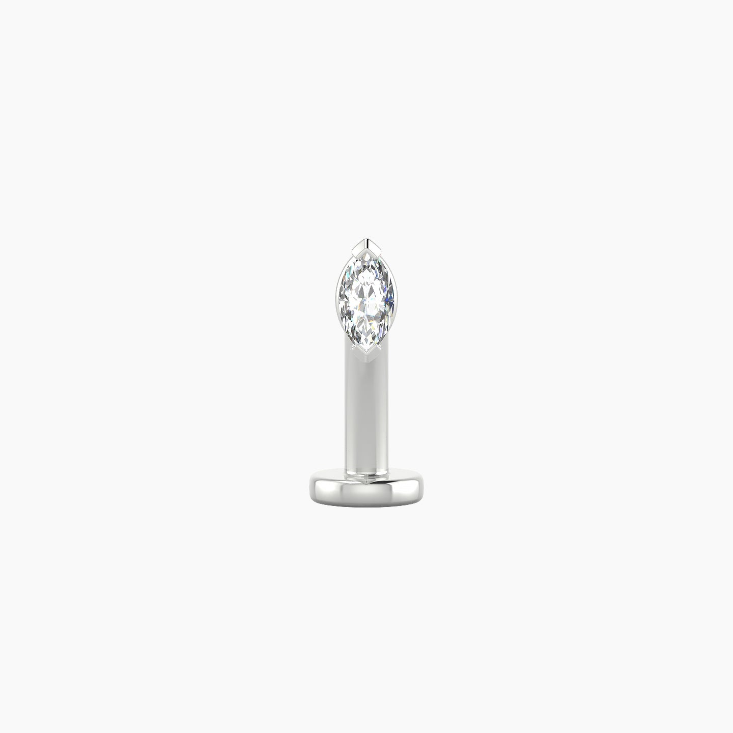 Nut | 18k White Gold 5 mm 10 mm Marquise Diamond Floating Navel Piercing