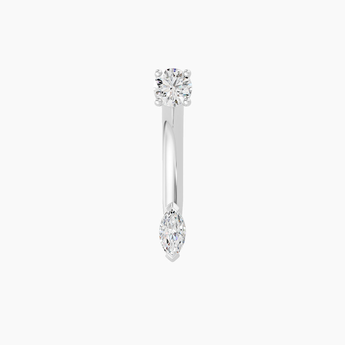 Nut | 18k White Gold 5 mm 10 mm Marquise Diamond Navel Piercing
