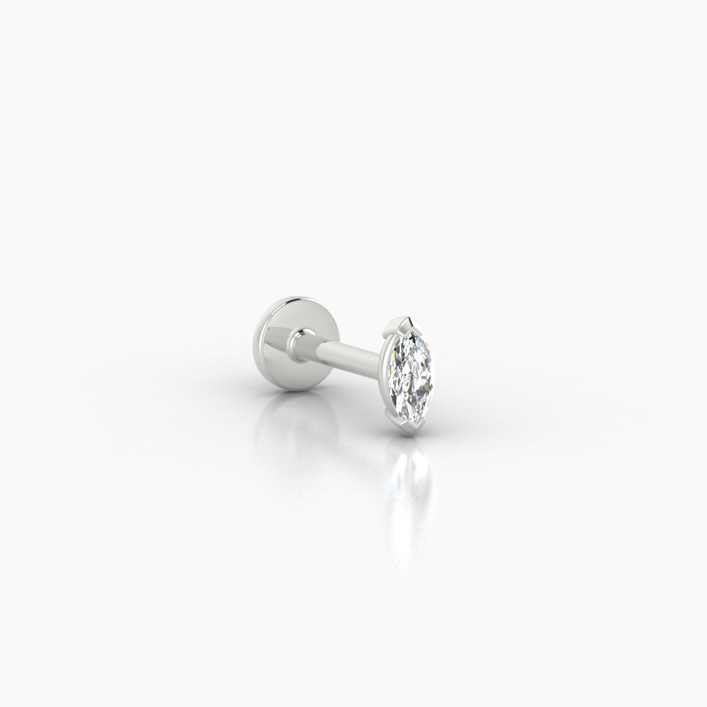 Nut | 18k White Gold 5 mm 6.5 mm Marquise Diamond Nostril Piercing