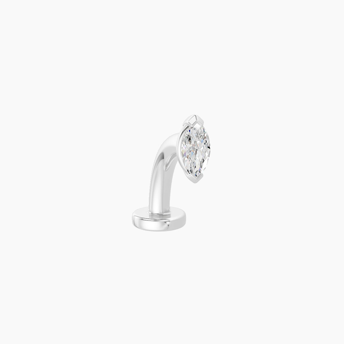 Nut | 18k White Gold 5 mm 8 mm Marquise Diamond Floating Navel Piercing