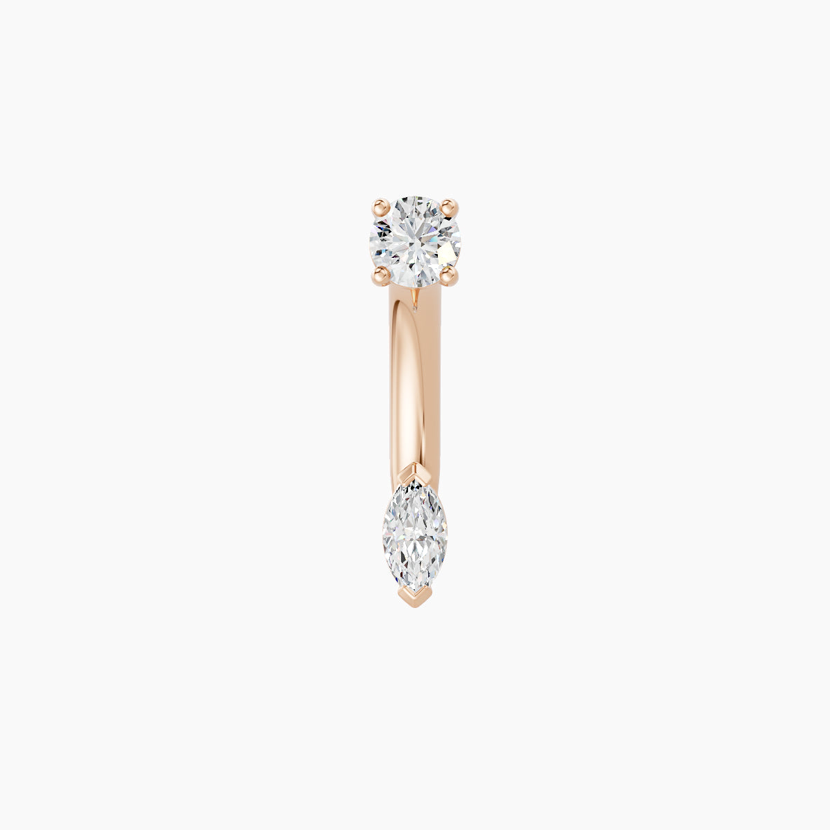 Nut | 18k Rose Gold 5 mm 8 mm Marquise Diamond Navel Piercing
